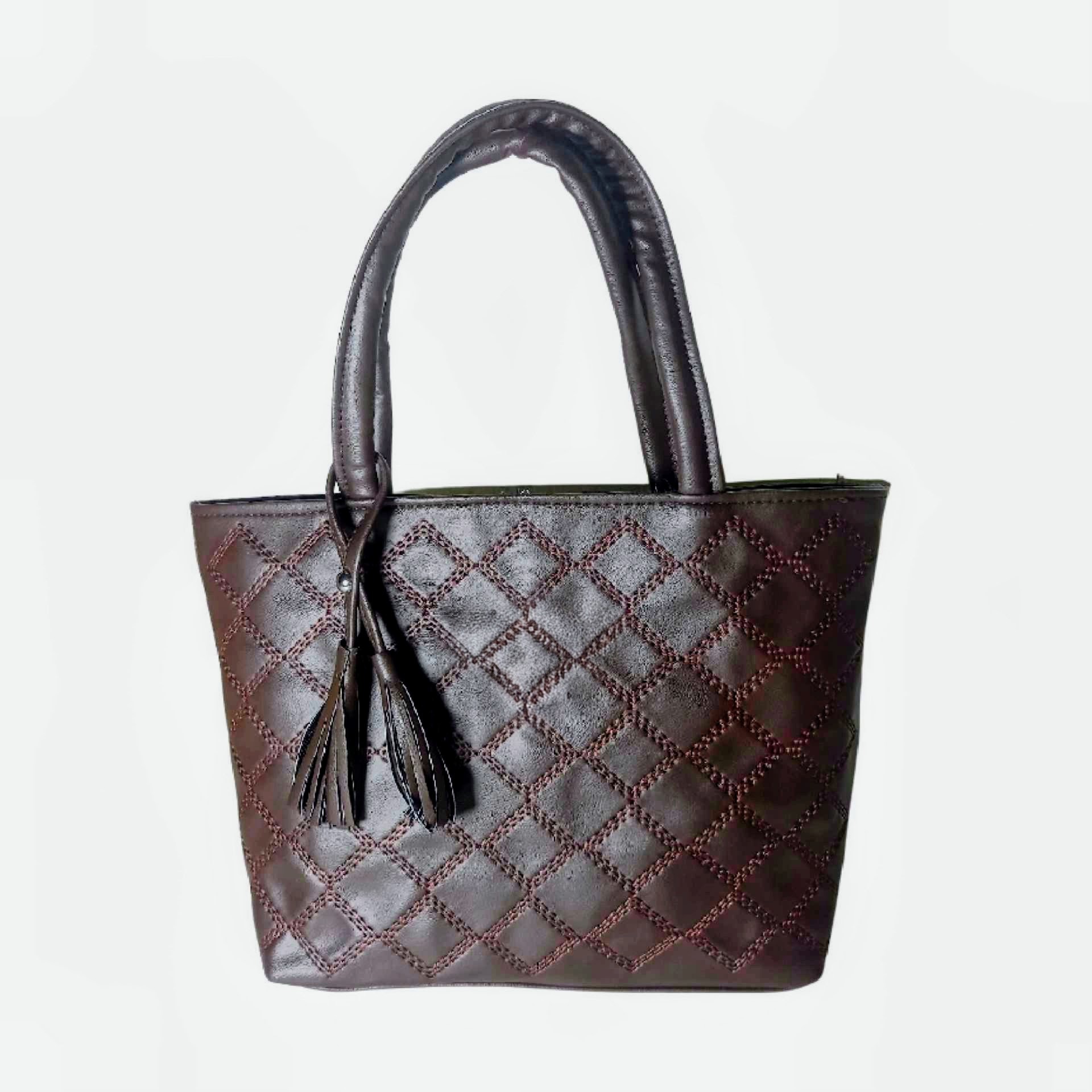 Fashionable Quilted PU Leather Handbag with 2 Chambers for Women