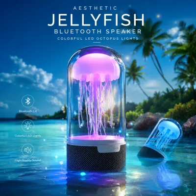 Aesthetic Jellyfish Bluetooth Speaker with Colorful LED Octopus Lights_img_0