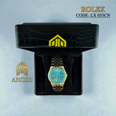 ROLEX Diamond Watch Plate New Design Business Style Unisex Timepiece, Blue Gold color_img_2