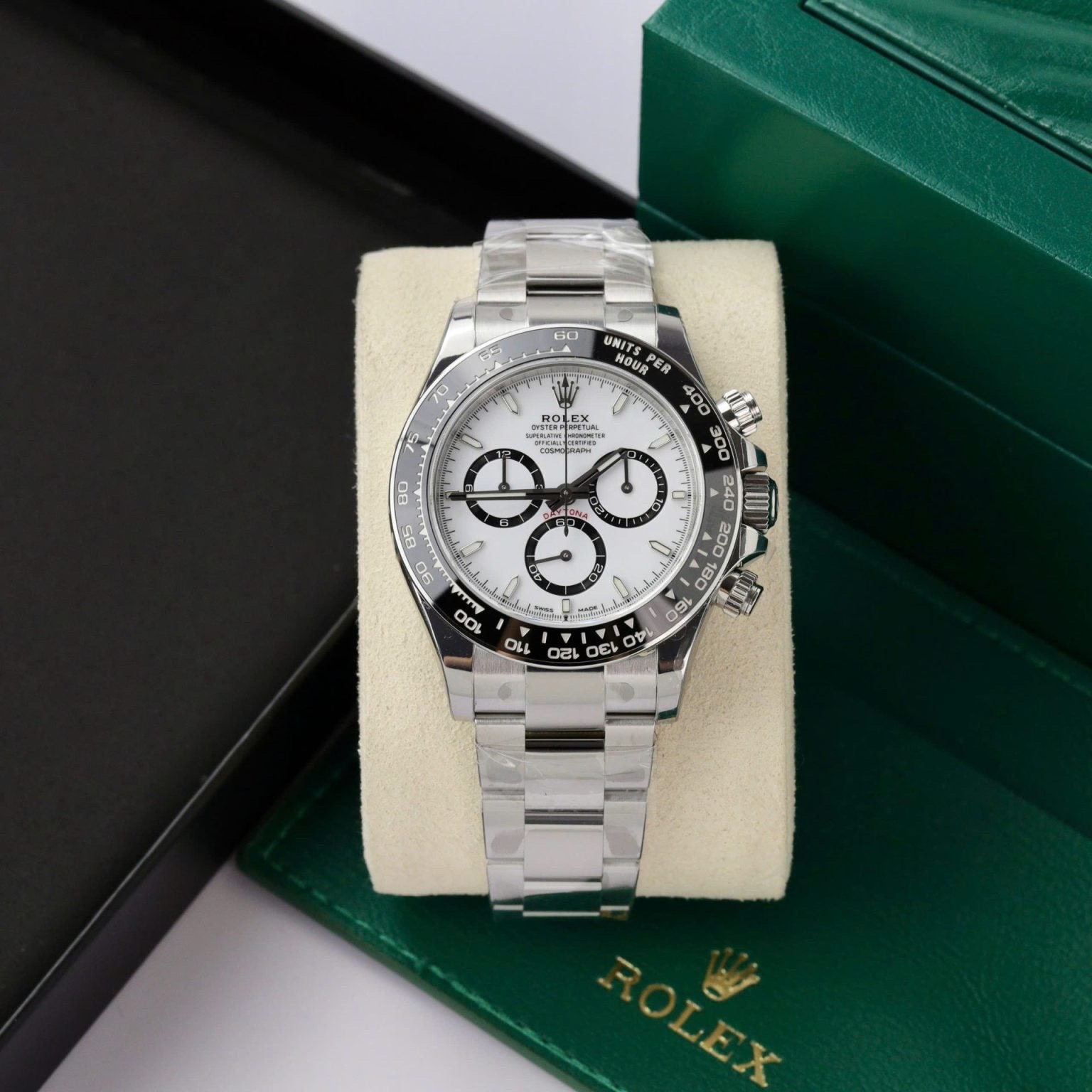 Rolex New Cosmograph Daytona (Panda) Oyster, Ref: 126500LN White Dial, Oystersteel 904L, 40.0 mm, Chronograph movement 4131 Swiss (custom), Weight, Thickness - Same as Original thumbnail 2