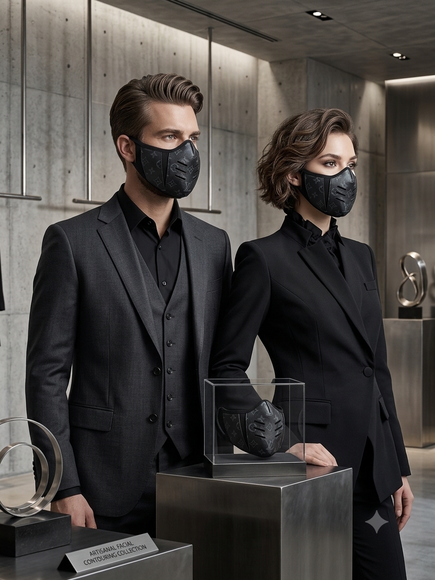 luxury leather Fashionable Face Mask thumbnail 2