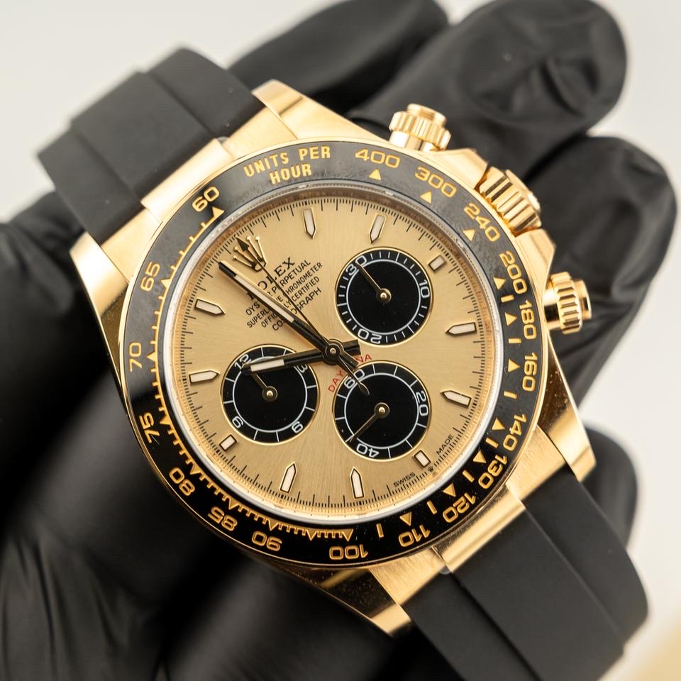Rolex Cosmograph Daytona 40 Ref: 126518 Golden Dial, Yellow Gold Coated, 40.0 mm, Chronograph movement 4131 Swiss (custom), Weight, Thickness - Same as Original thumbnail 13