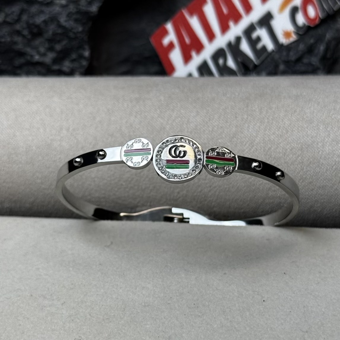 Gucci silver GG Marmont crystal cuff bracelet SS - 2 Years Color Guarantee
