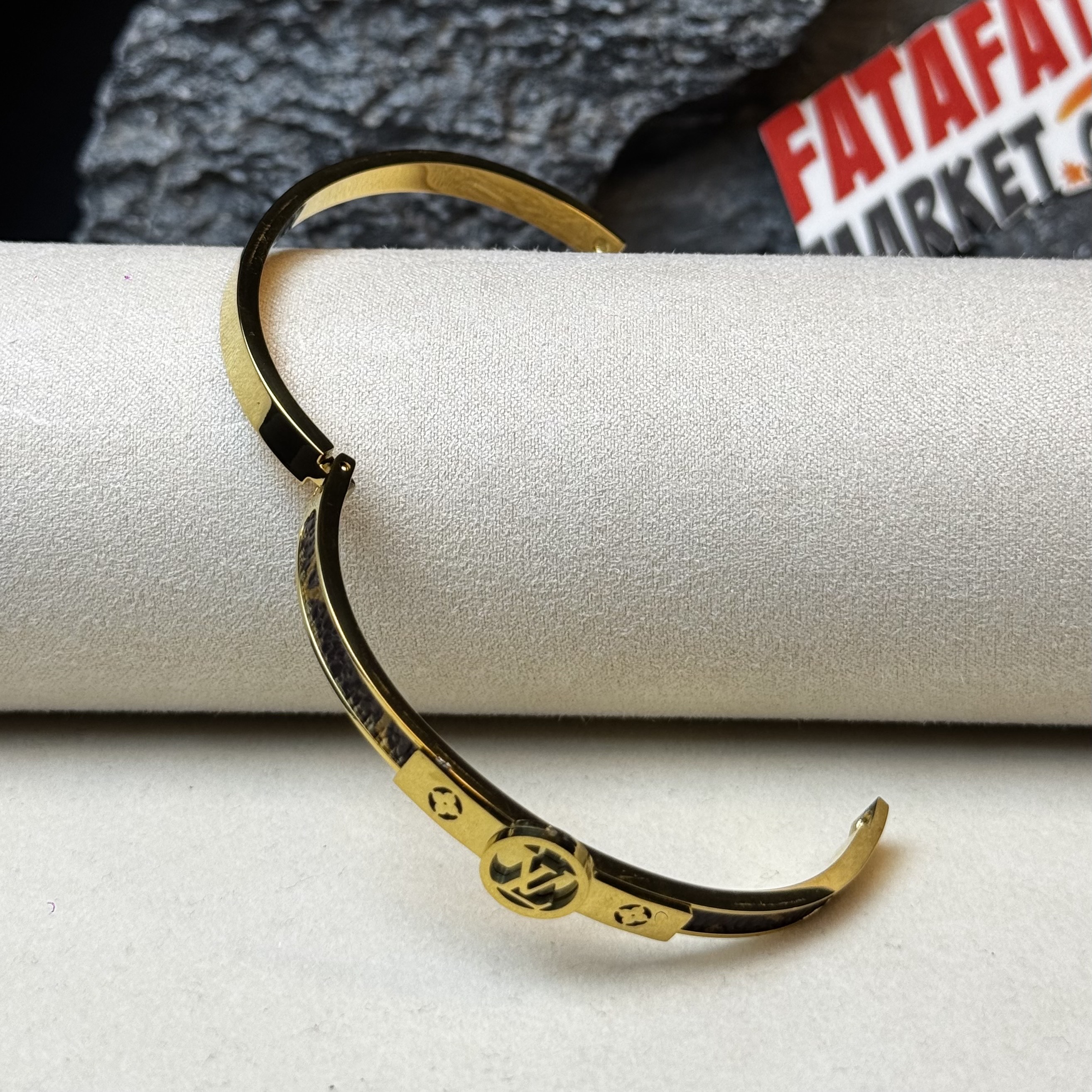 LV Nanogram Enamel Bracelet Gold & Leather mix - 2 years Color guarantee thumbnail 6