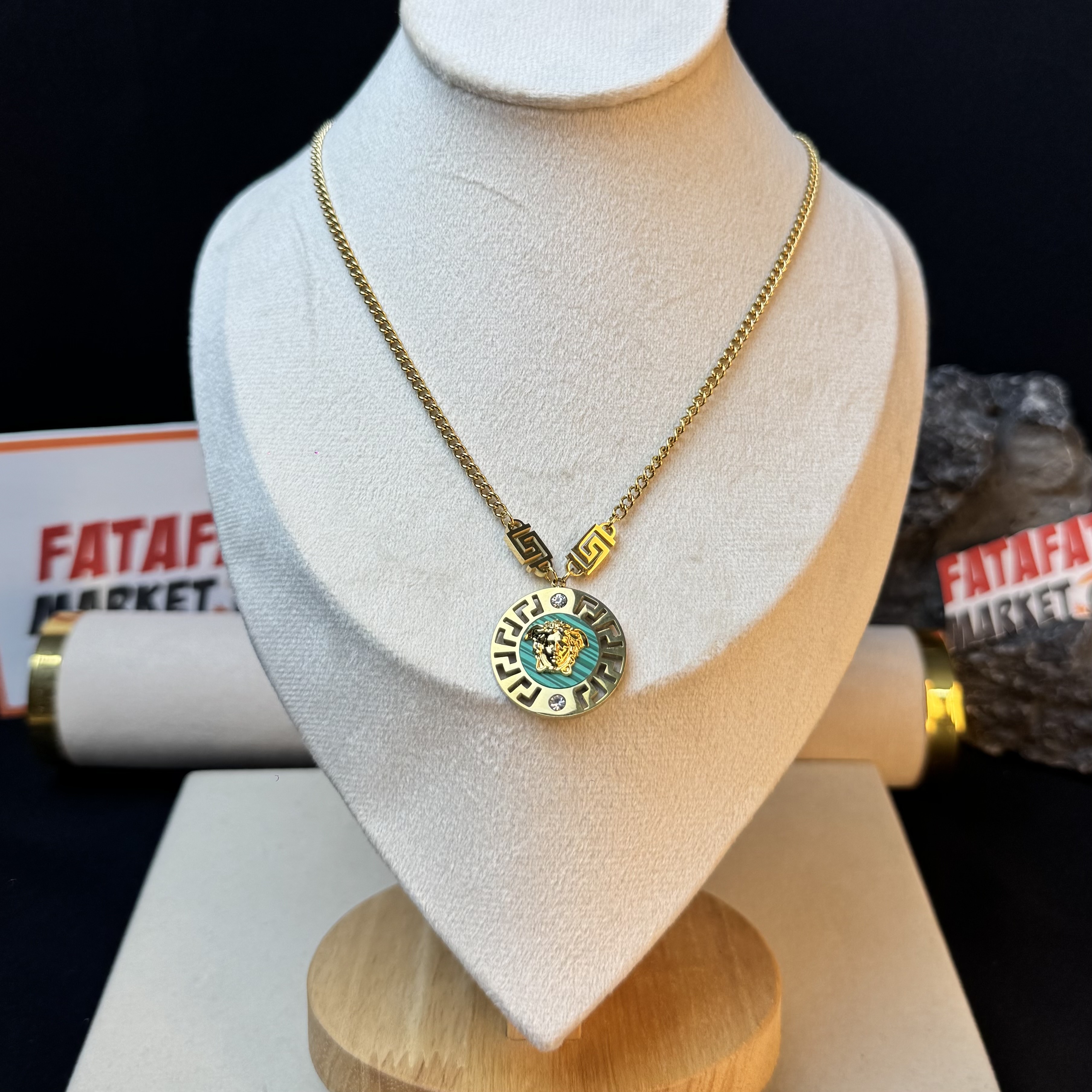 Versace Medusa Green pendant necklace gold limited edition unisex- 2 Years Color guarantee thumbnail 4