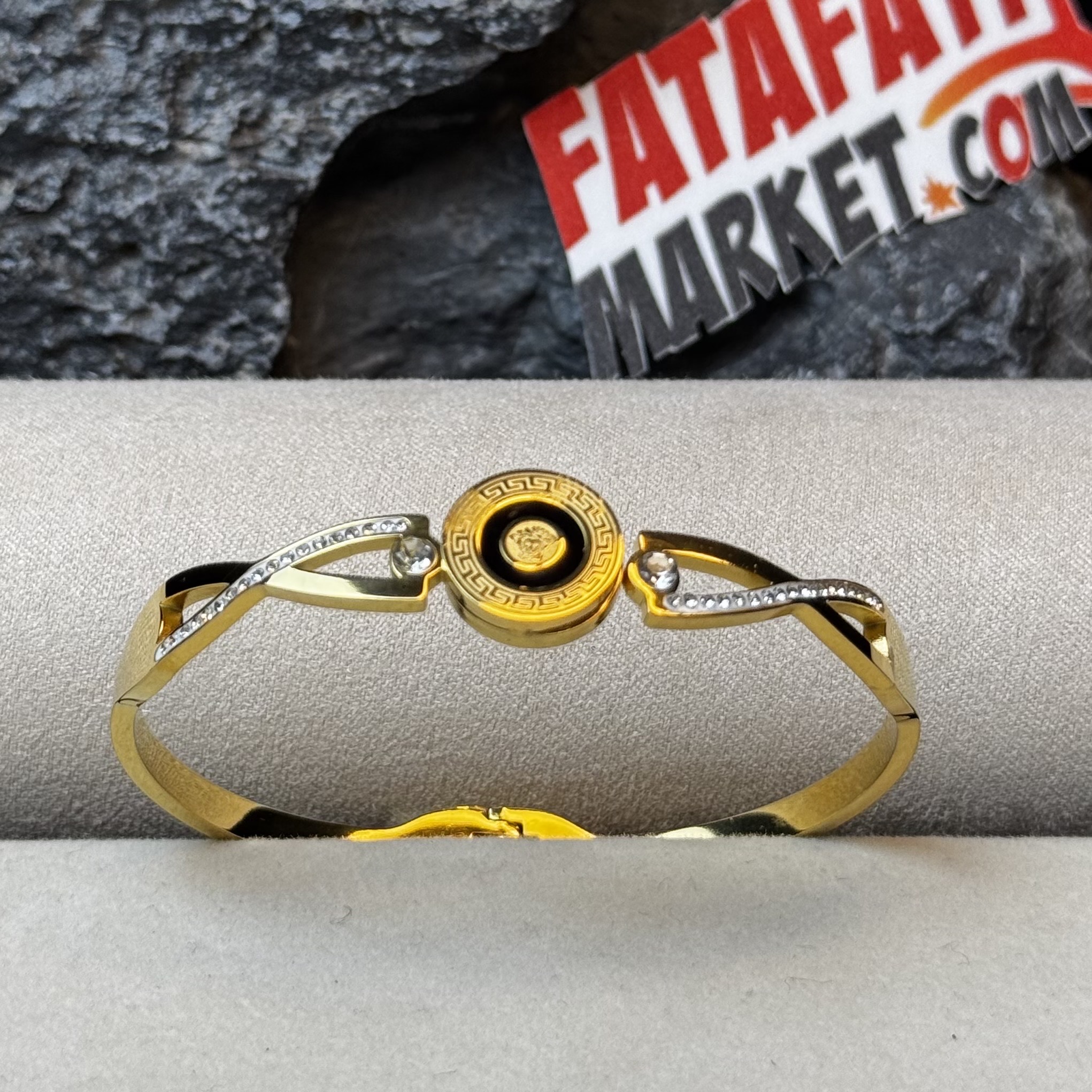 Versace Medusa '95 Crystal Cuff Bracelet Gold - 2 years Color guarantee