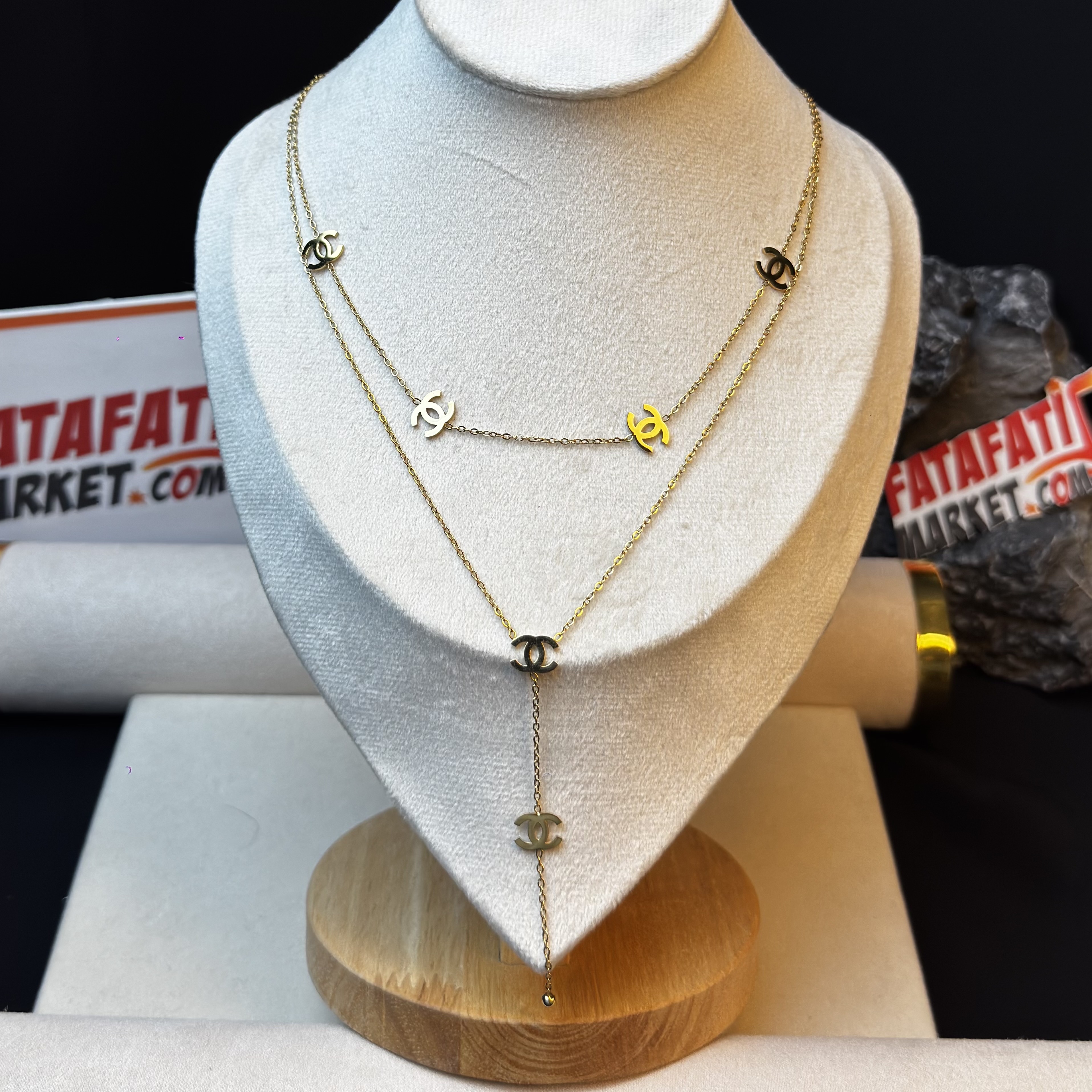 Chanel Lambskin Chain CC Logo necklace Gold - 2 Years Color Guarantee thumbnail 2