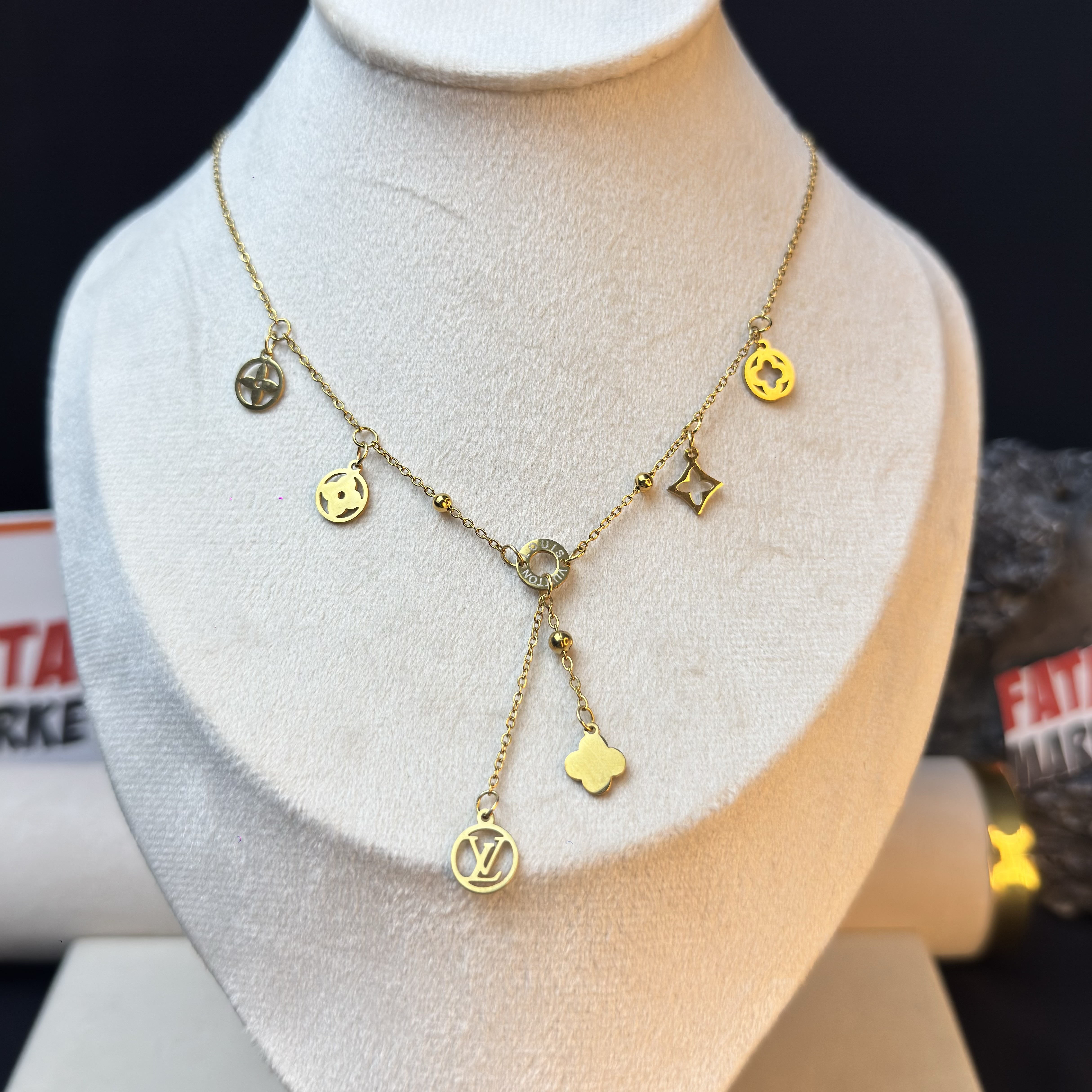 LV Confetti Necklace Gold -2 Years Color Guarantee