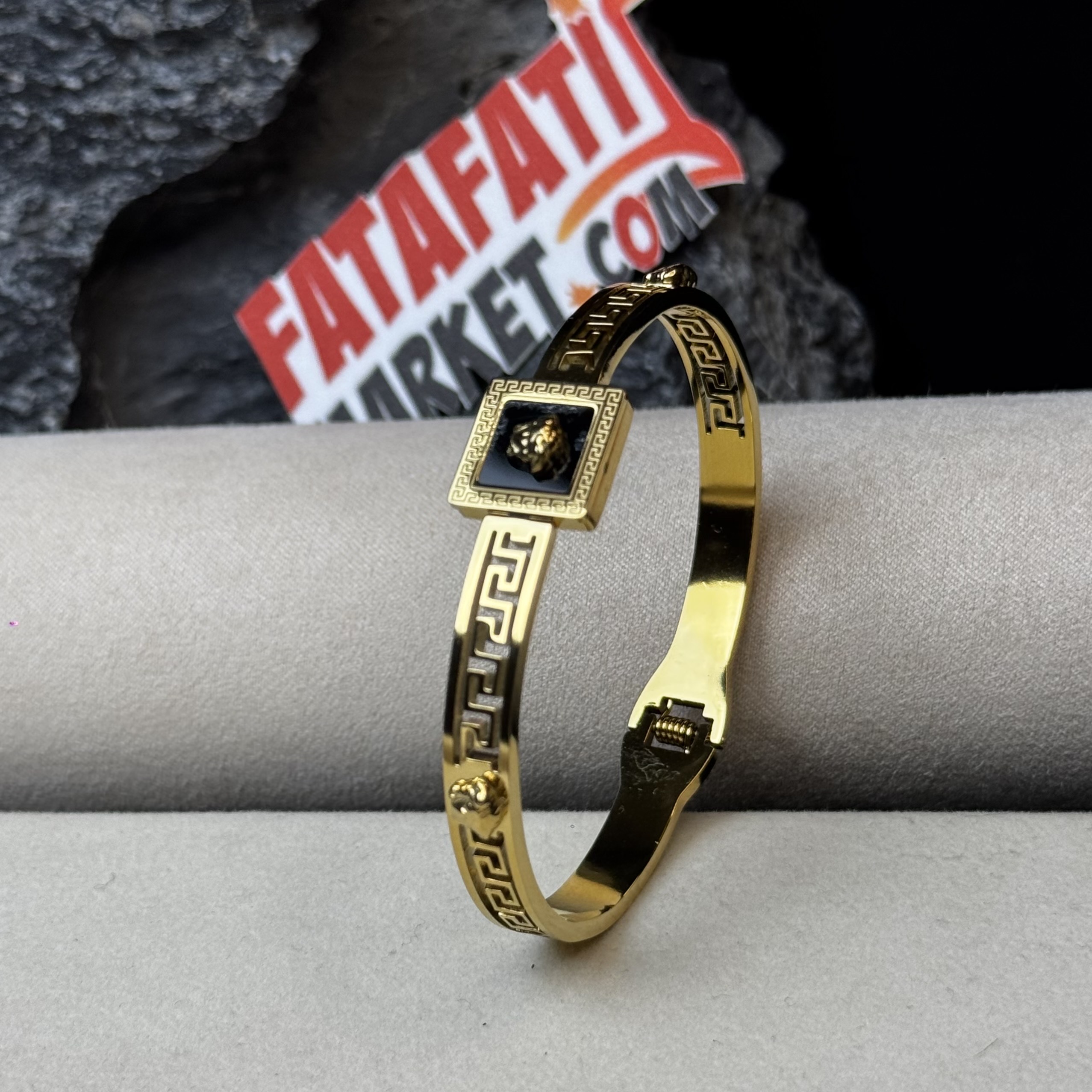 Versace Greca Cuff Bracelet Gold - 2 Years Color Guarantee thumbnail 6