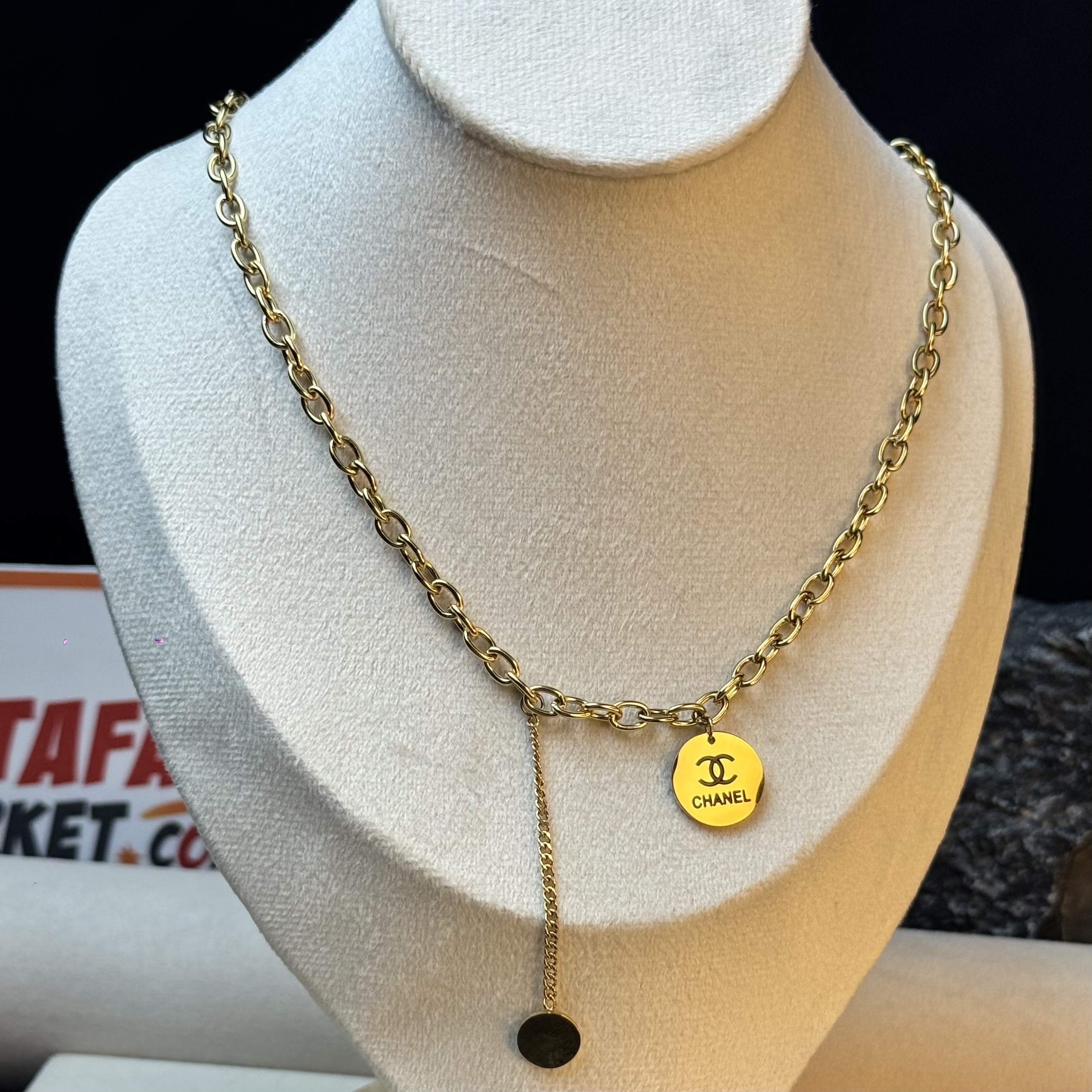Chanel Gold CC Pendant Necklace- 2 Years Color guarantee