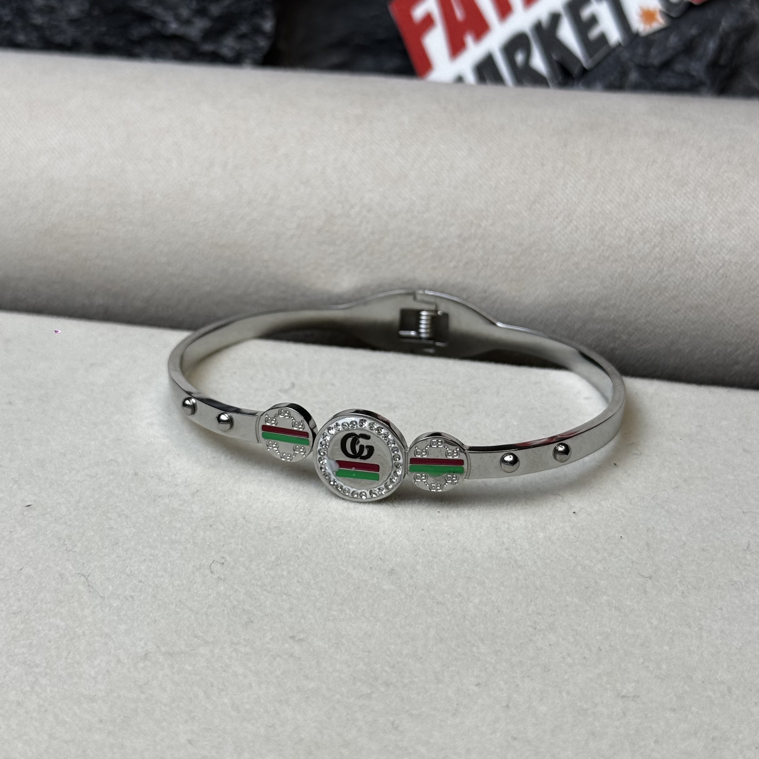 Gucci silver GG Marmont crystal cuff bracelet SS - 2 Years Color Guarantee thumbnail 3