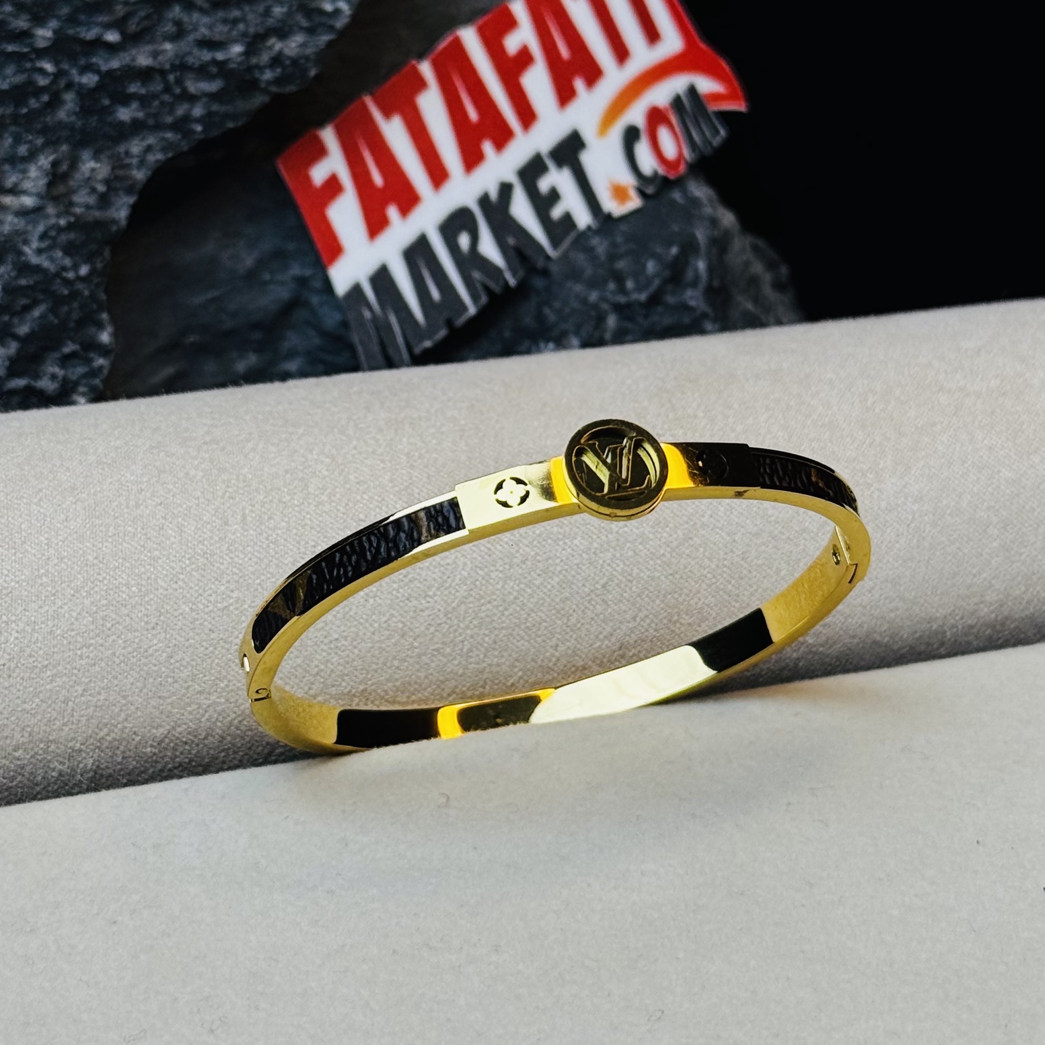 LV Nanogram Enamel Bracelet Gold & Leather mix - 2 years Color guarantee thumbnail 3