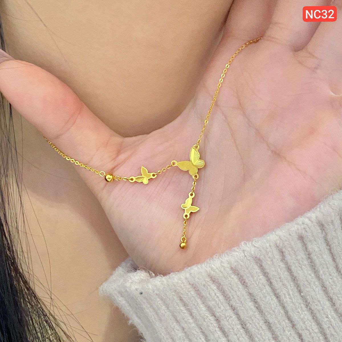 Three Butterfly Hanging Ball Necklace
