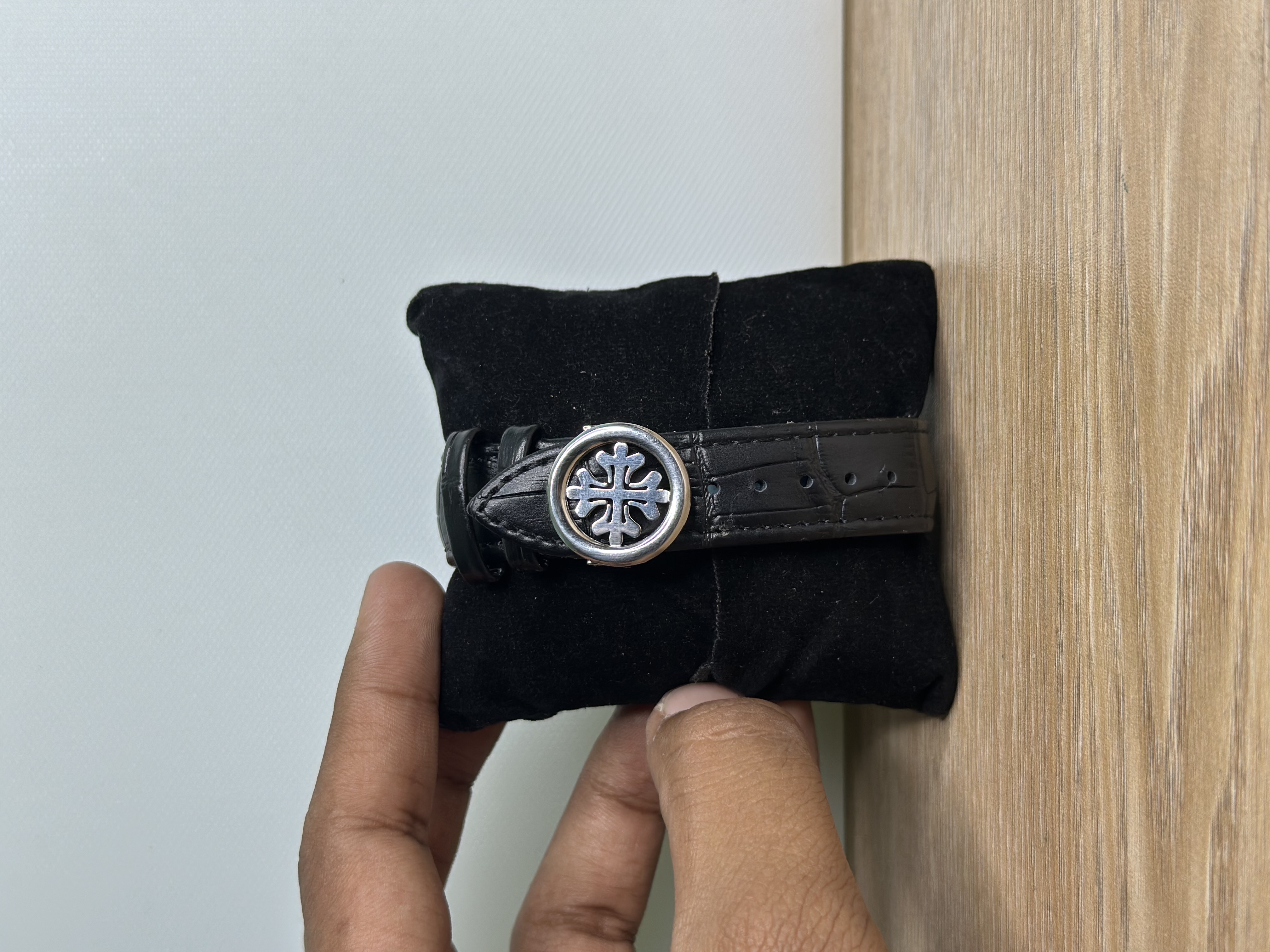 Patek Philippe Chronograph Black Leather Belt_img_2