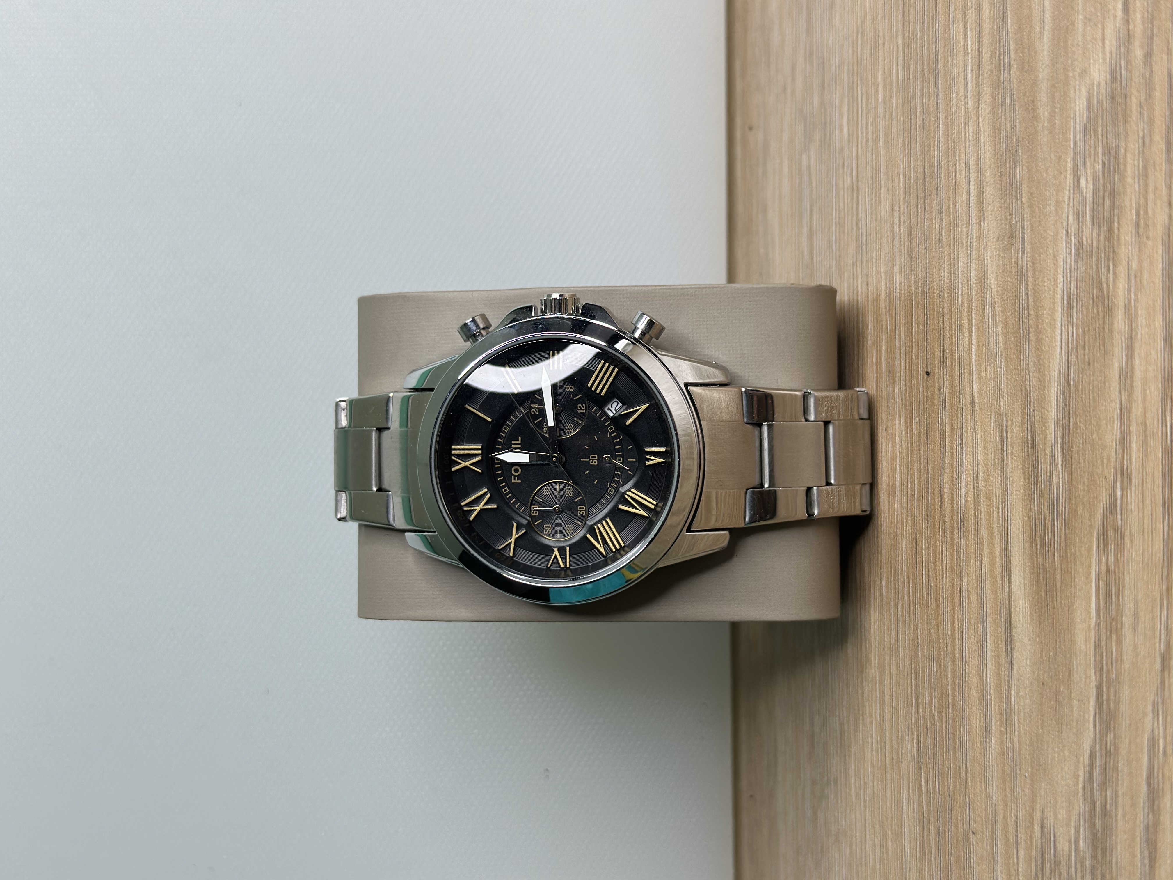 Fossil Grant Chronograph FS4994 Silver Chain - Black Dial_img_0