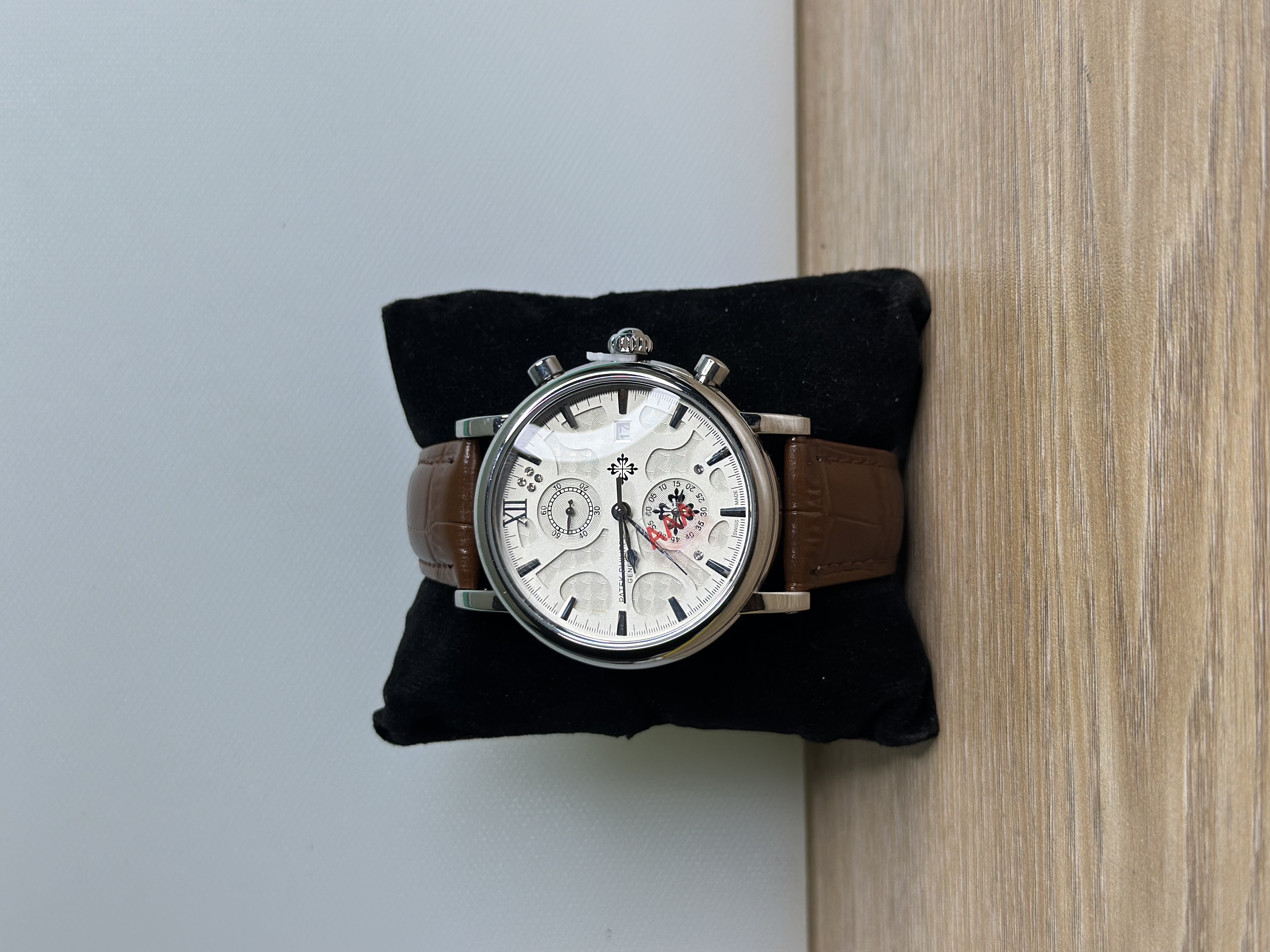 Patek Philippe Chronograph Brown Leather Strap - White Dial_img_0