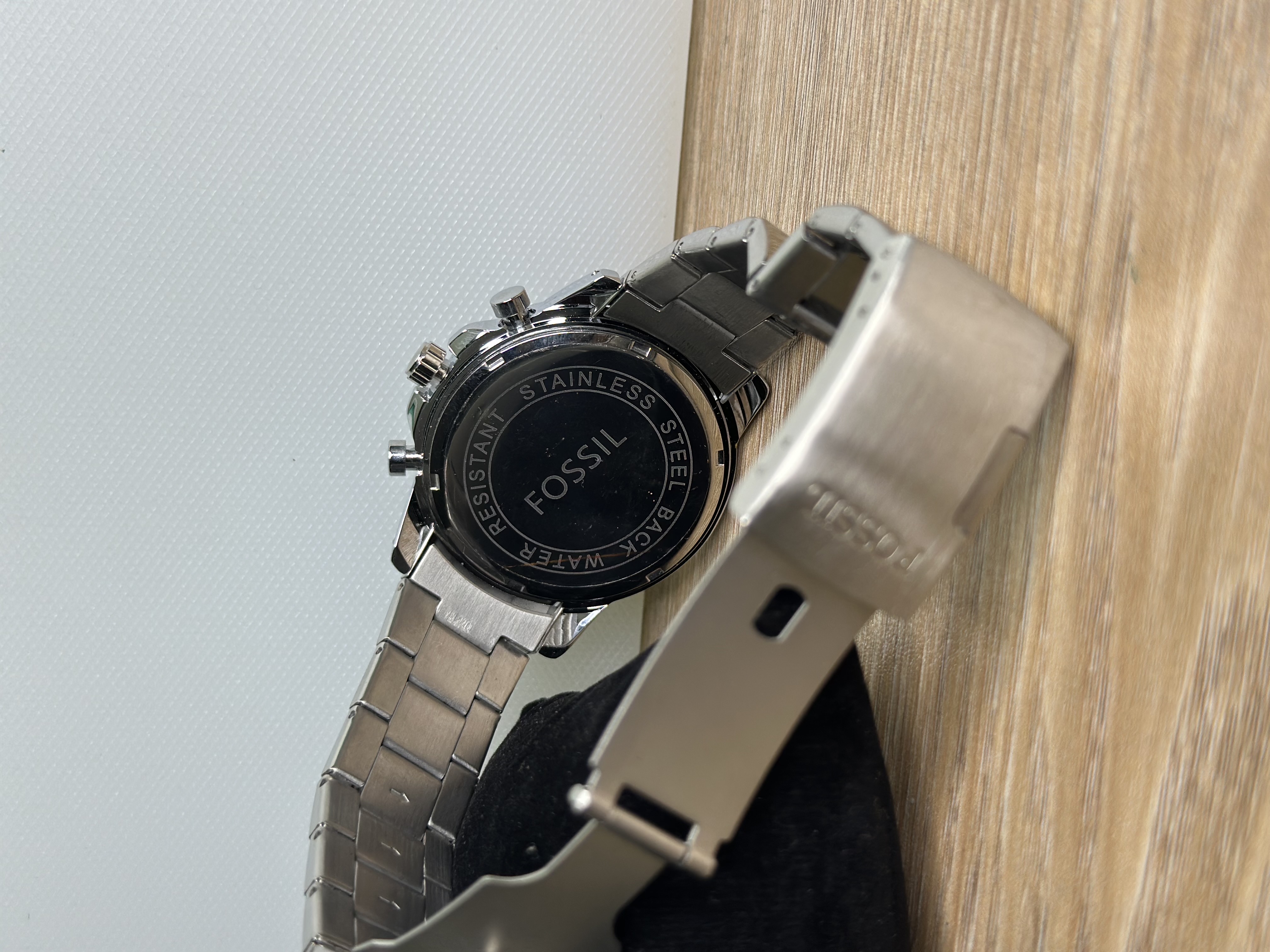 Fossil Grant Chronograph Silver Chain - Blue Dial, Rose Gold Indices_img_3