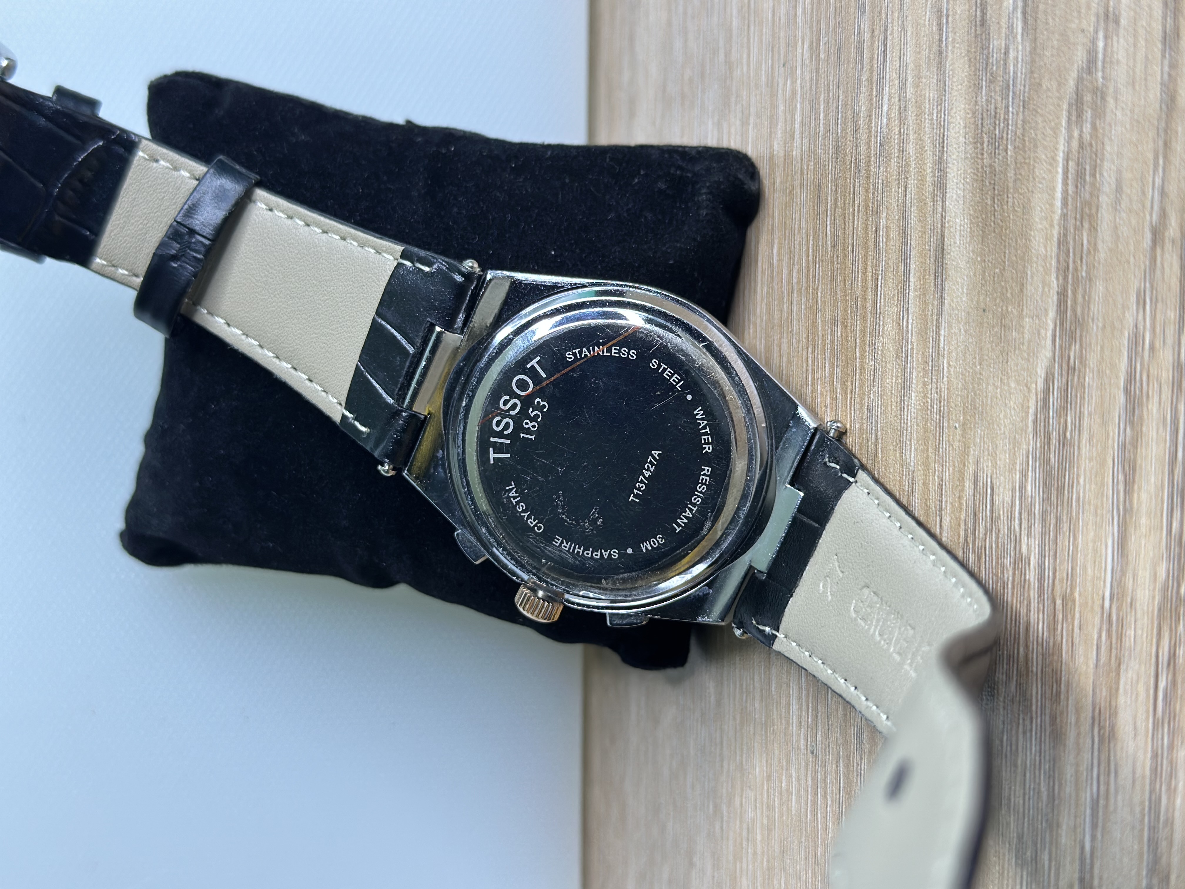 Tissot PRX Chronograph Black Leather Belt - White Dial_img_1