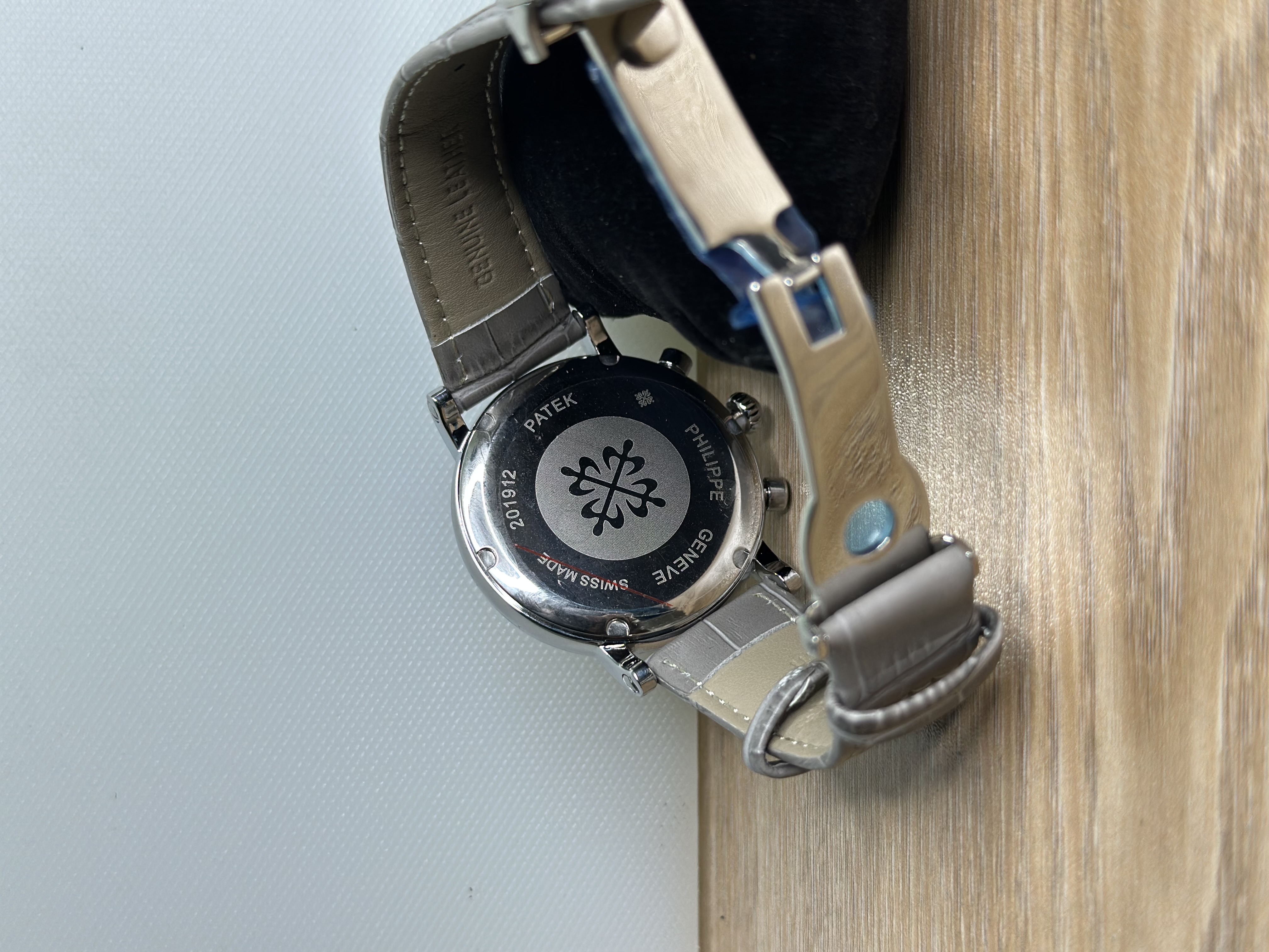 Patek Philippe Chronograph White Leather Strap - White Dial_img_1