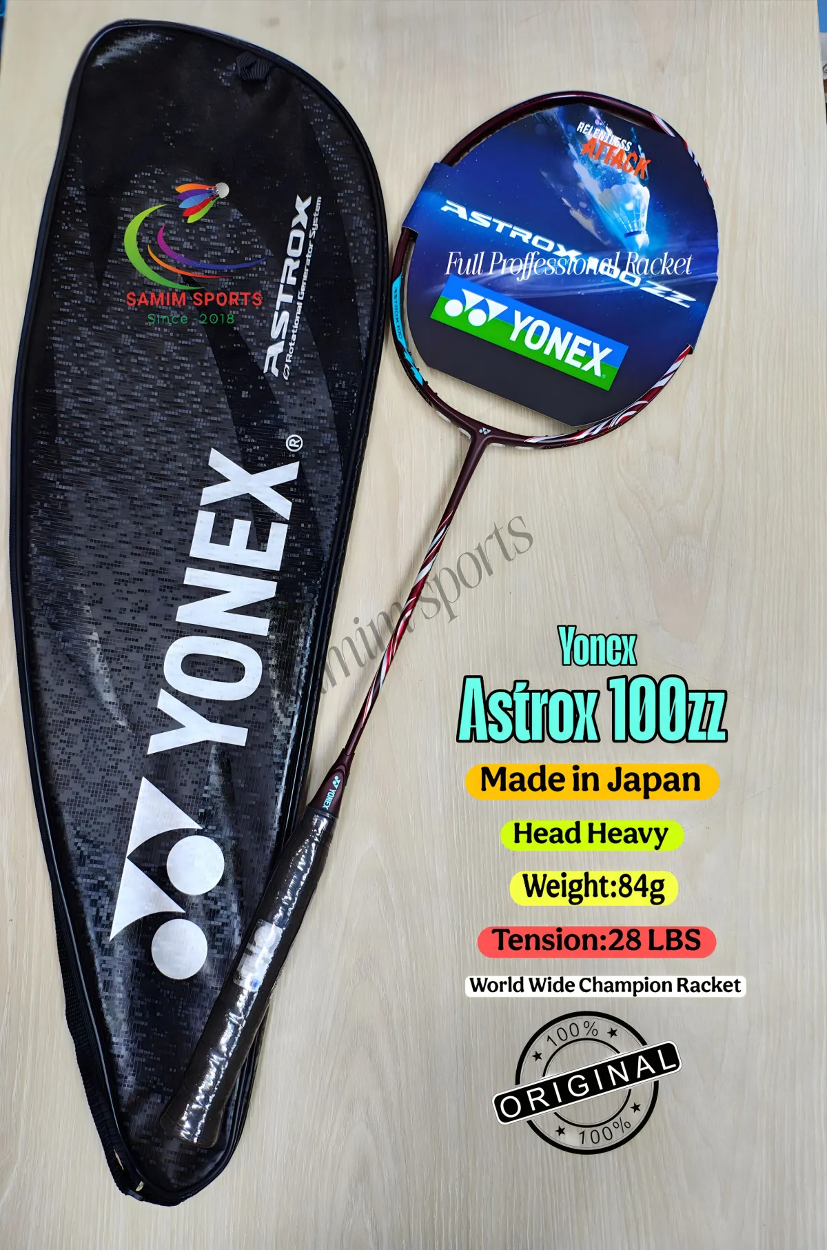 Yonex Astrox 100zz! Proffessional Badminton Racket. Head heavy