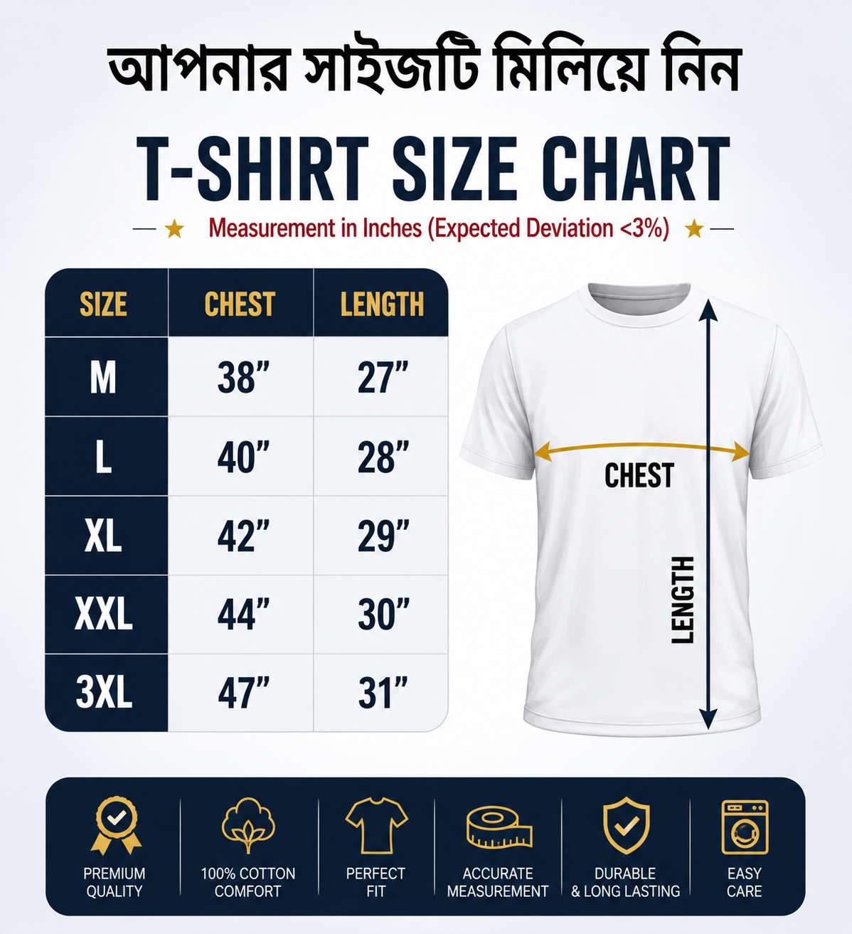 আপনার সাইজটি মিলিয়ে নিন।