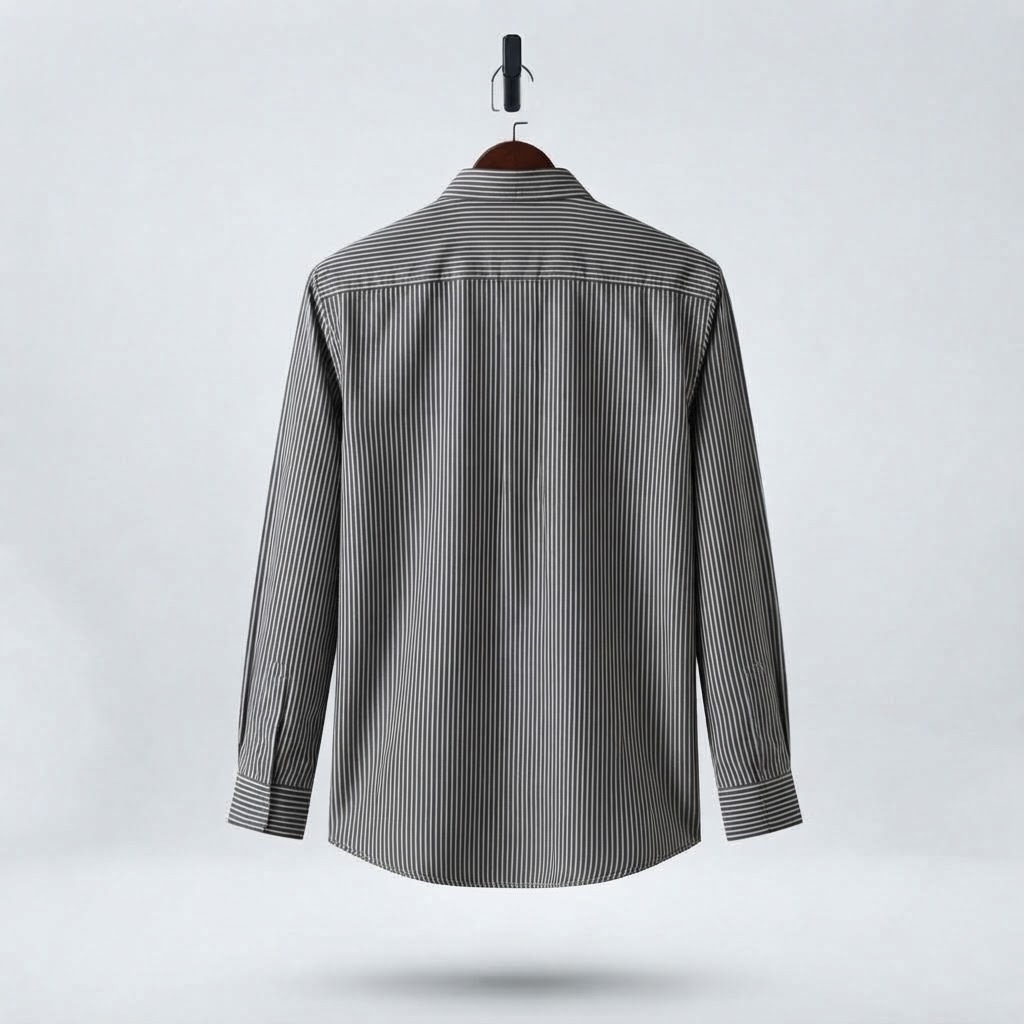 Men's Premium Black Striped Long Sleeve Cotton Casual Shirt_img_1