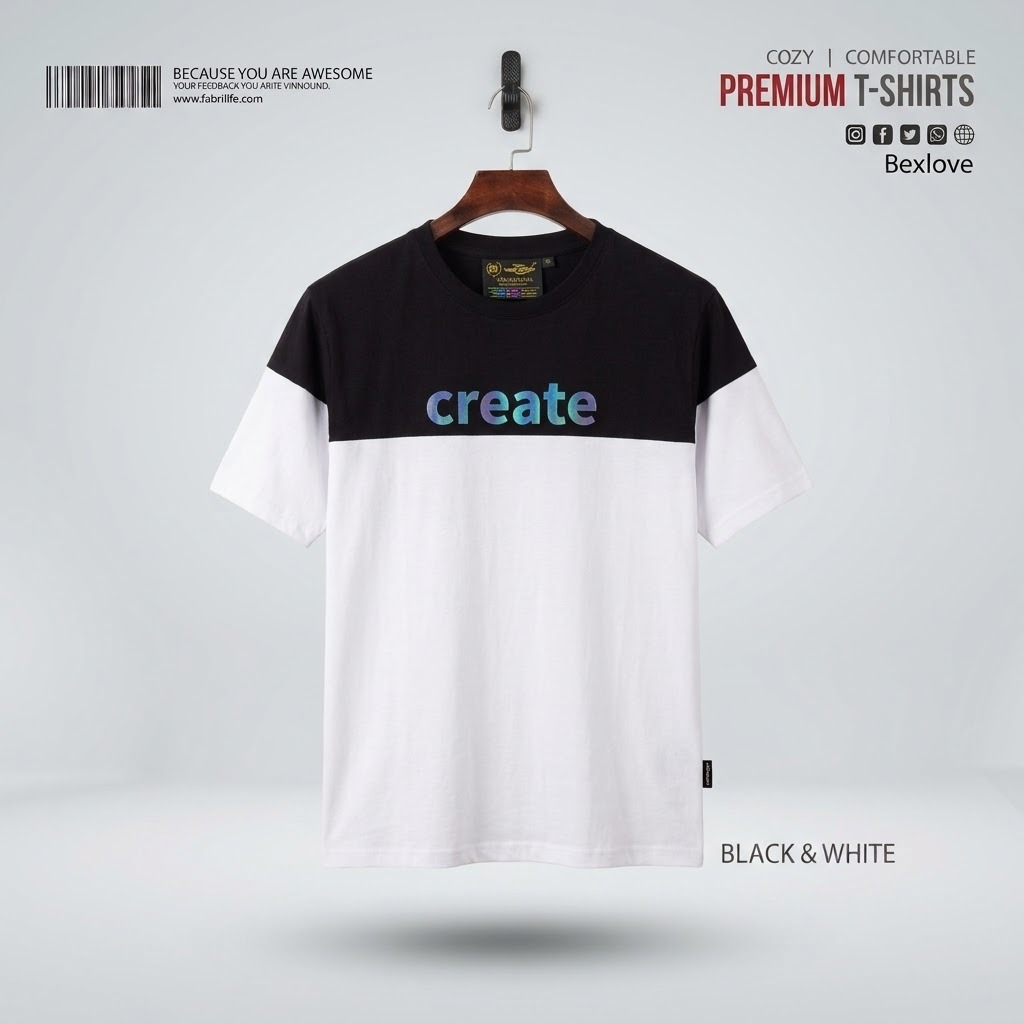 Men's Dual Tone "create" Printed T-Shirt