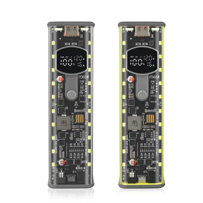 65W Super Fast Charging Transparent Power Bank Case Solderless 8pcs 18650 Battery with LED Light_img_3