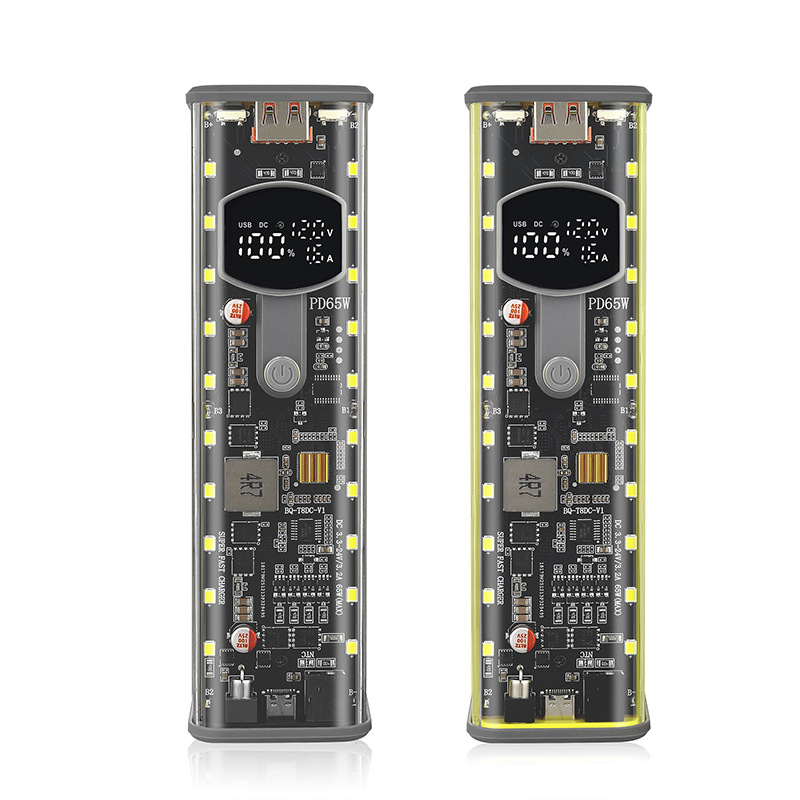 65W Super Fast Charging Transparent Power Bank Case Solderless 8pcs 18650 Battery with LED Light_img_7