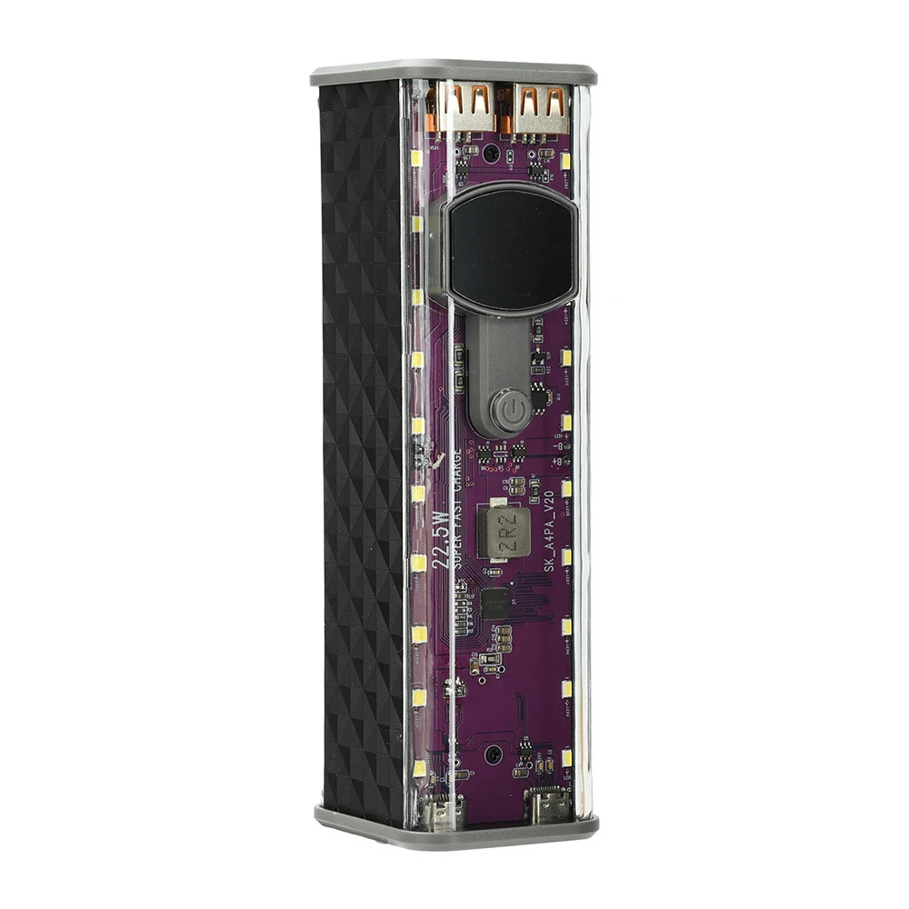 Fast Charging 8pcs 18650 Battery with LED Light Transparent Power Bank Case_img_4