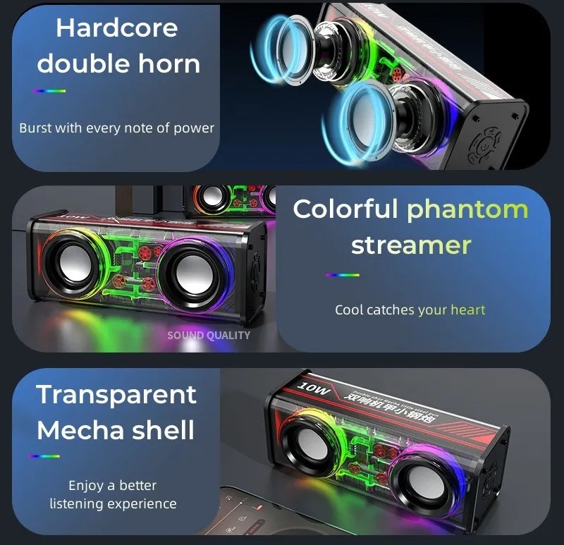 V8 Transparent Mecha Bluetooth Speaker_img_3