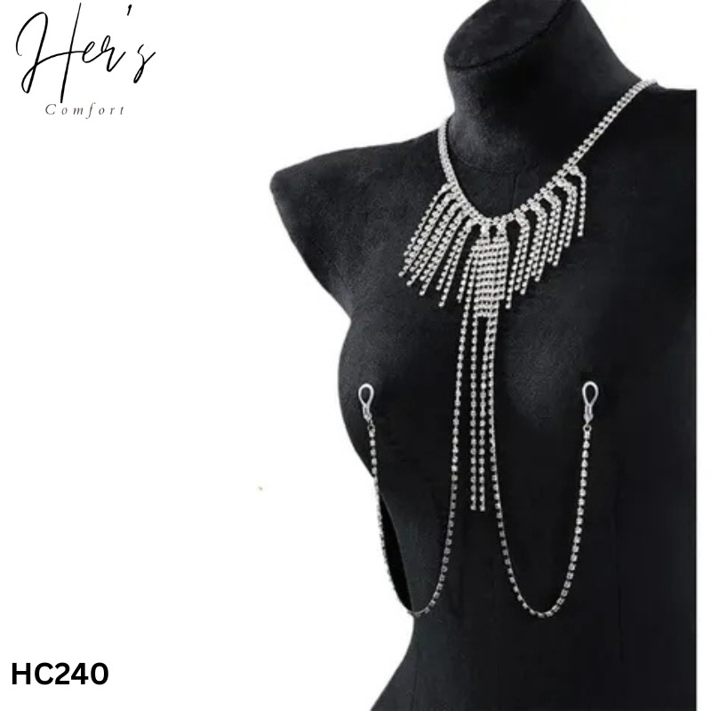 Elegant Rhinestone Harness Body Chain Necklace