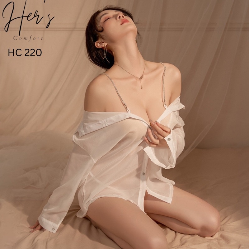 Midnight Whisper Sheer Shirt Lingerie Set