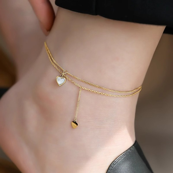 Double heart tassel anklet_img_1