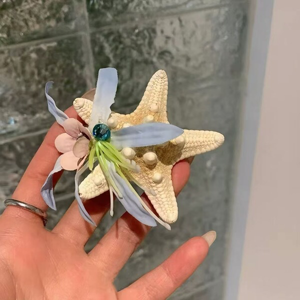 Blue flower starfish hairpin_img_0