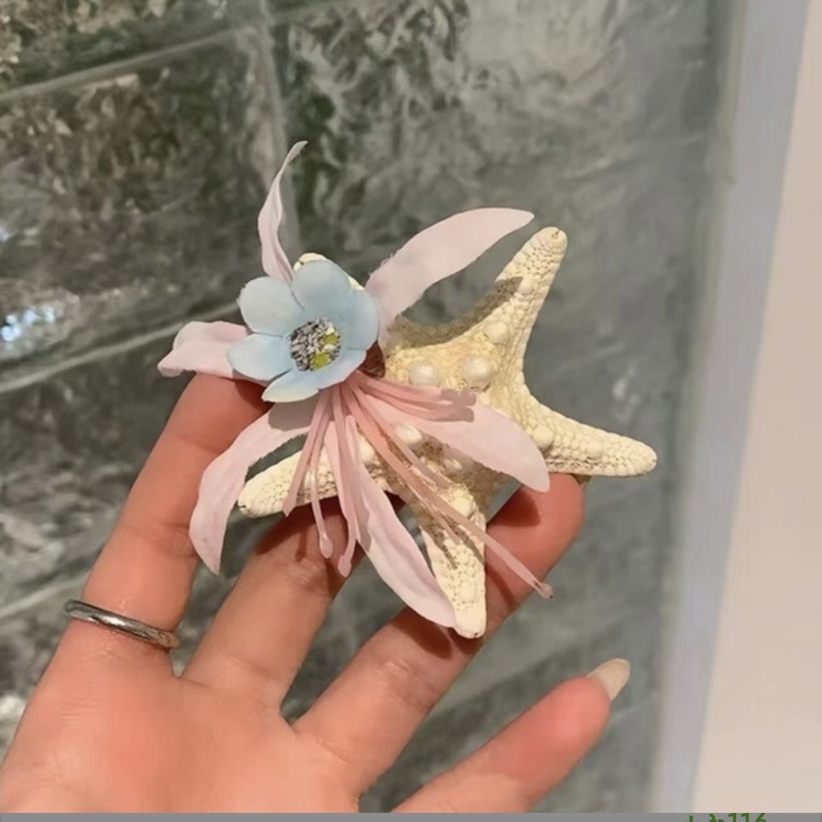 Pink flower starfish hairpin_img_0