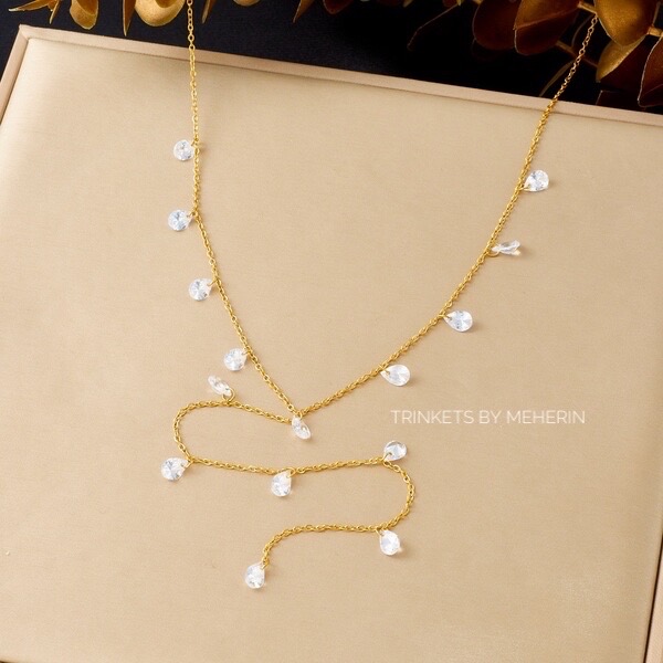 Waterdrop Y necklace -White_img_1