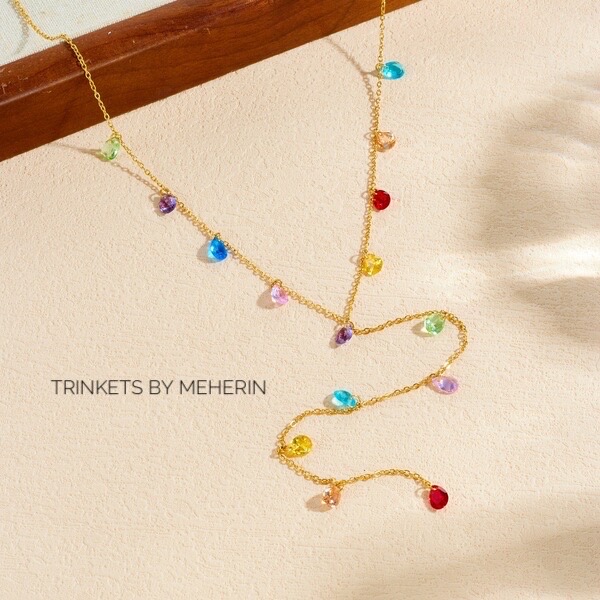 Waterdrop Y Necklace -Multicolor_img_0