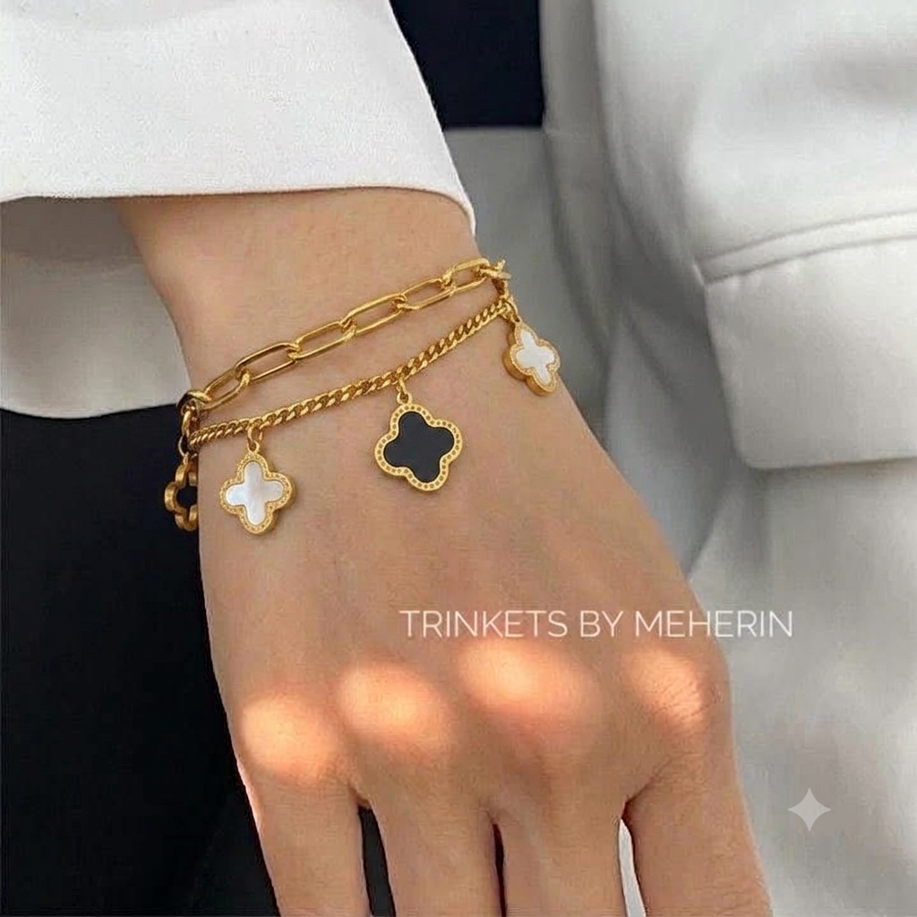 Double layer four leaf clover bracelet_img_0