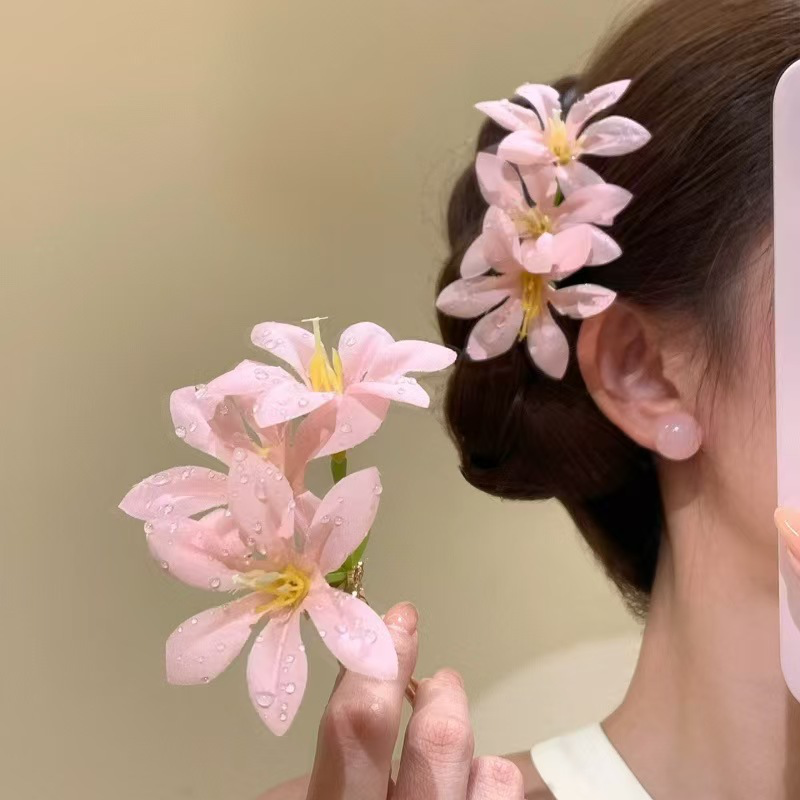 Single pink flower hair pin_img_0