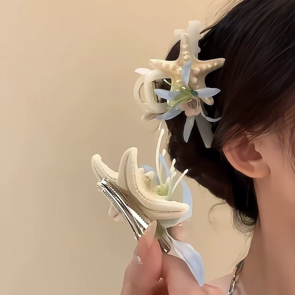Pink flower starfish hairpin_img_1