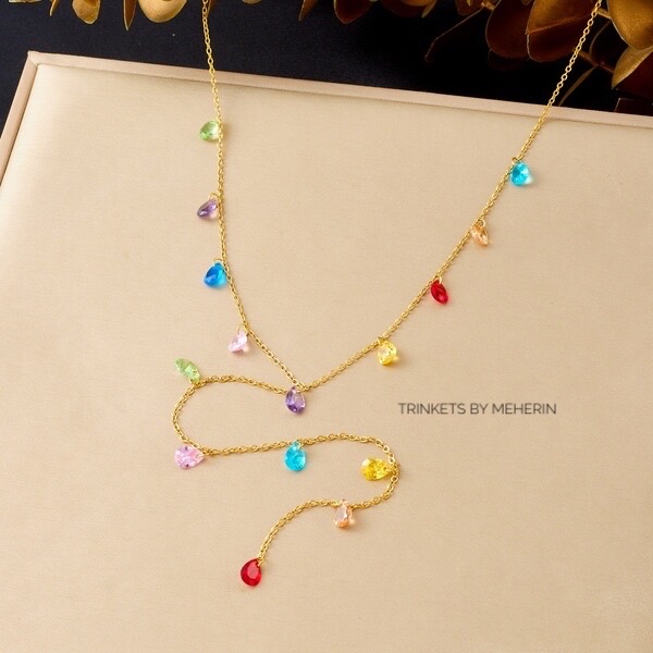 Waterdrop Y Necklace -Multicolor_img_1