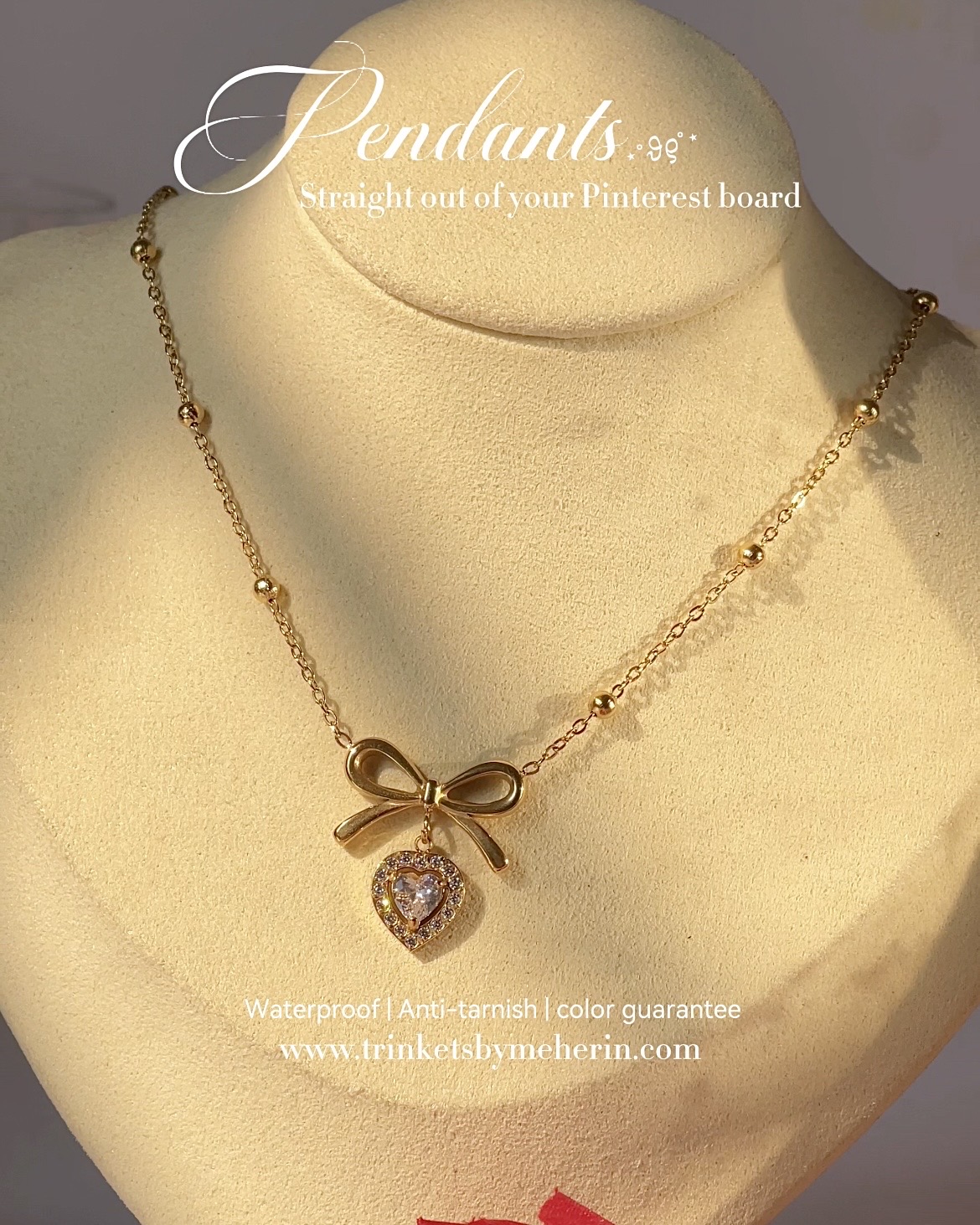 Zircon stone bow pendant_img_0