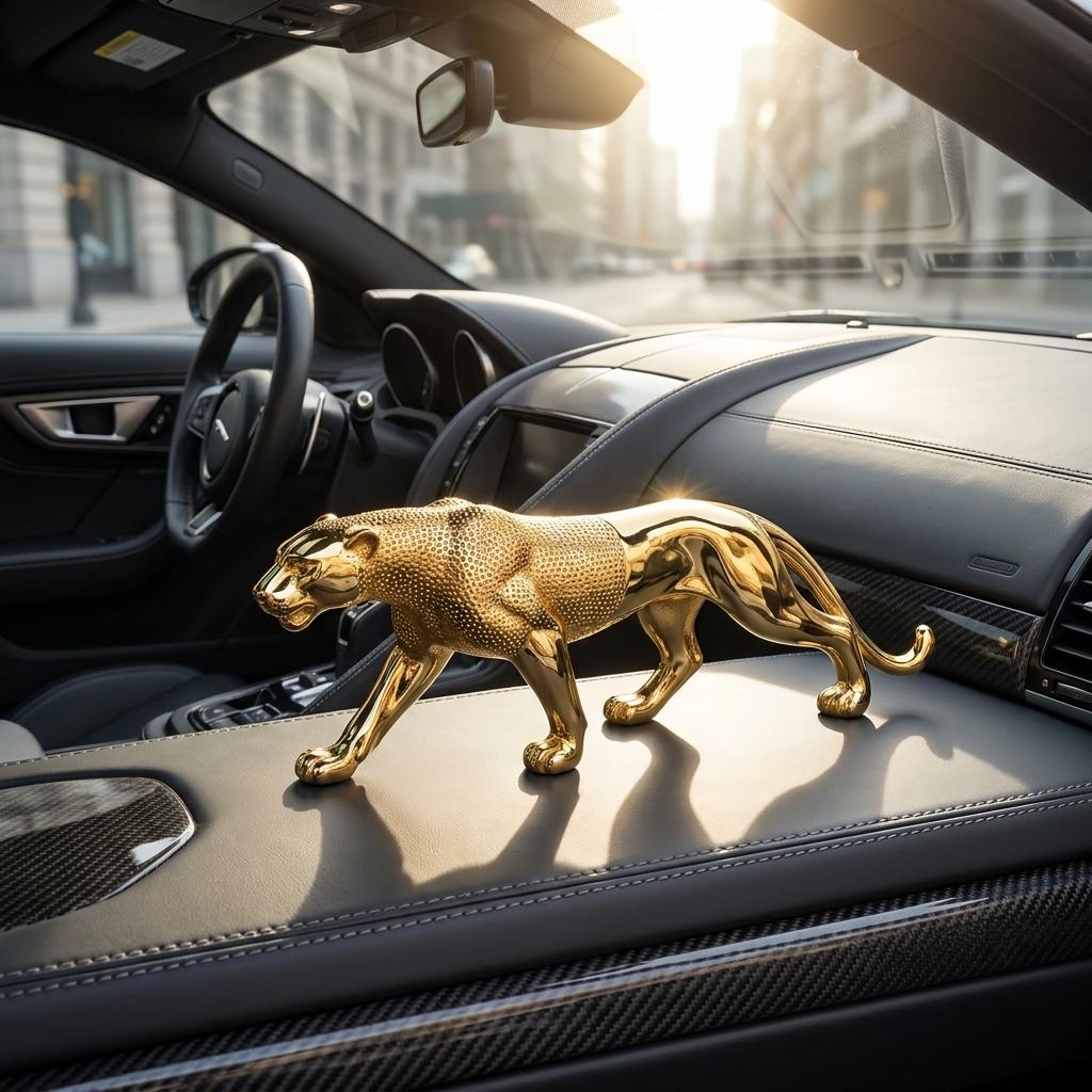 Jaguar Car Dashboard Showpiece Golden Color_img_1