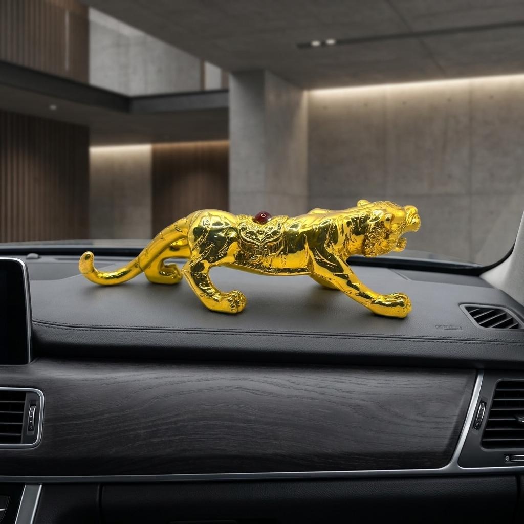 Leopard Car Dashboard Showpiece Golden Color_img_1