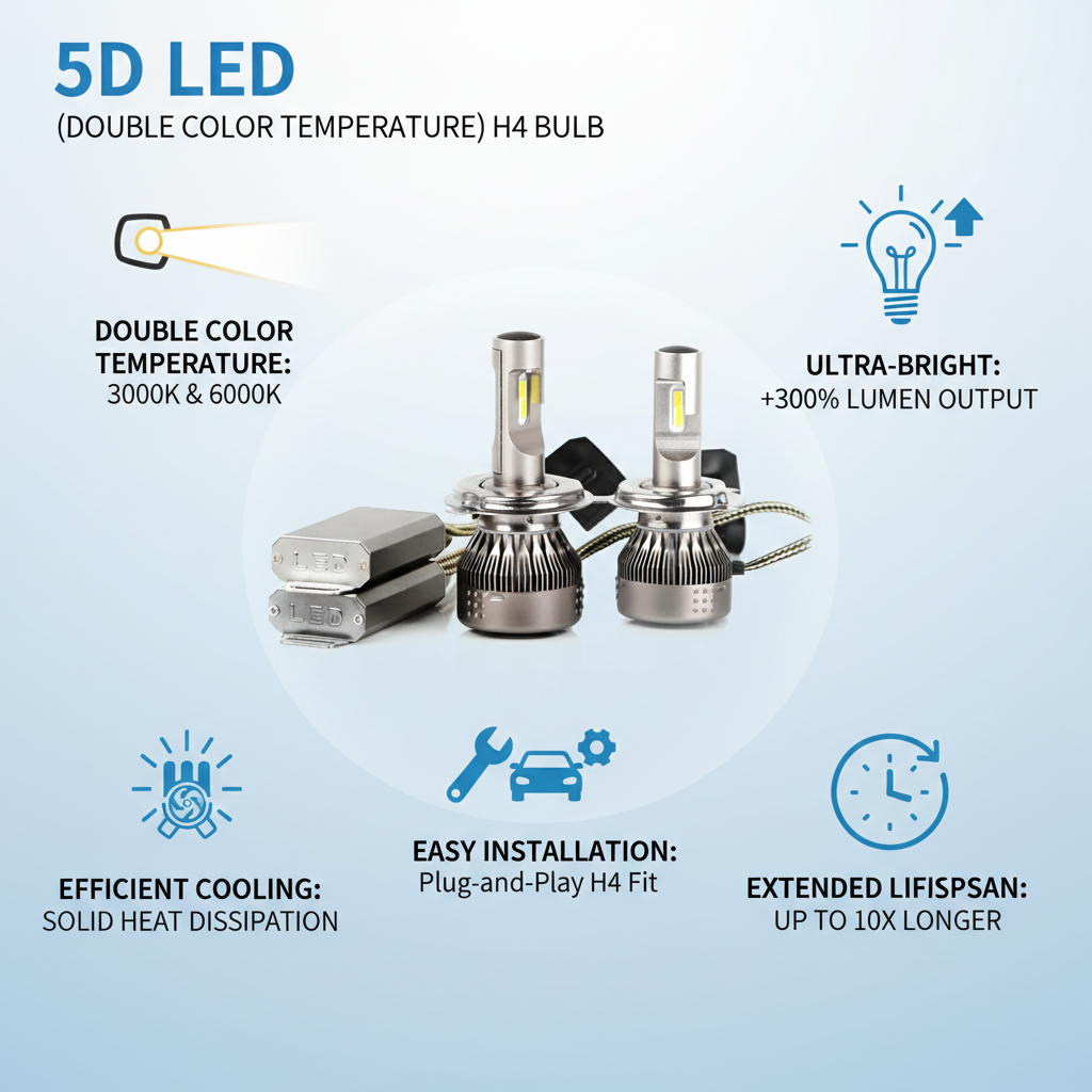 5D LED (Double Color Temperature) - H4 Bulb_img_2
