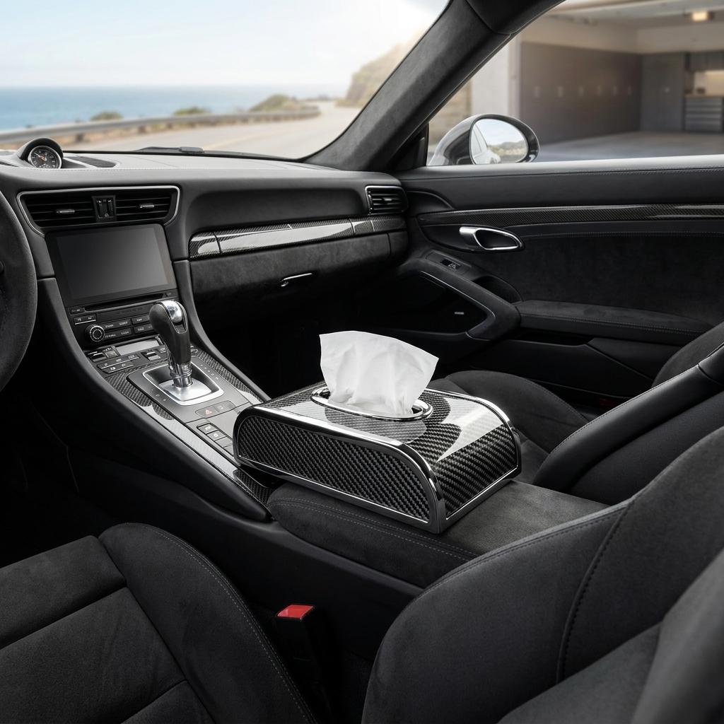 Premium Carbon Fiber Car Tissue Box_img_1