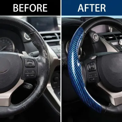 Two Part Carbon Fiber / Wood Grain Texture Steering Wheel Cover_img_12
