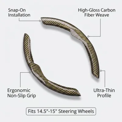 Two Part Carbon Fiber / Wood Grain Texture Steering Wheel Cover_img_13