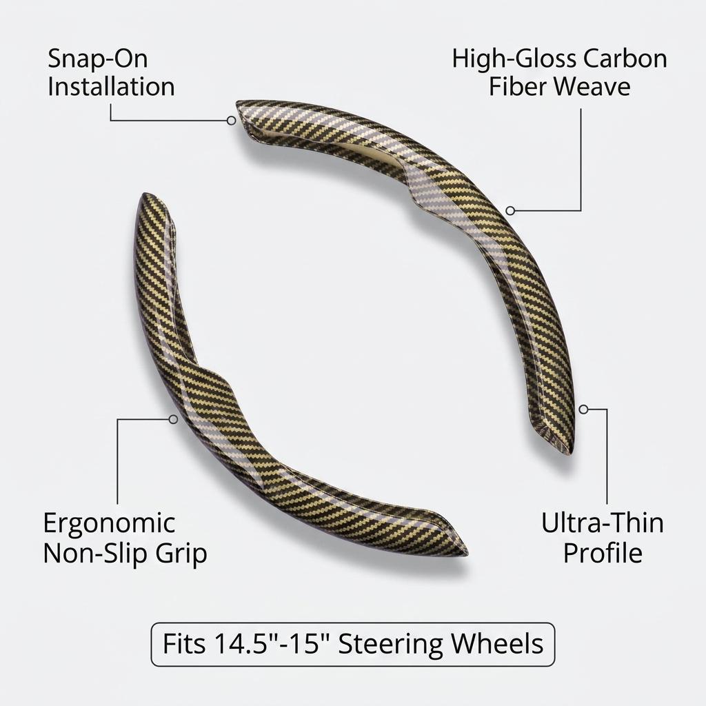 Two Part Carbon Fiber / Wood Grain Texture Steering Wheel Cover_img_13